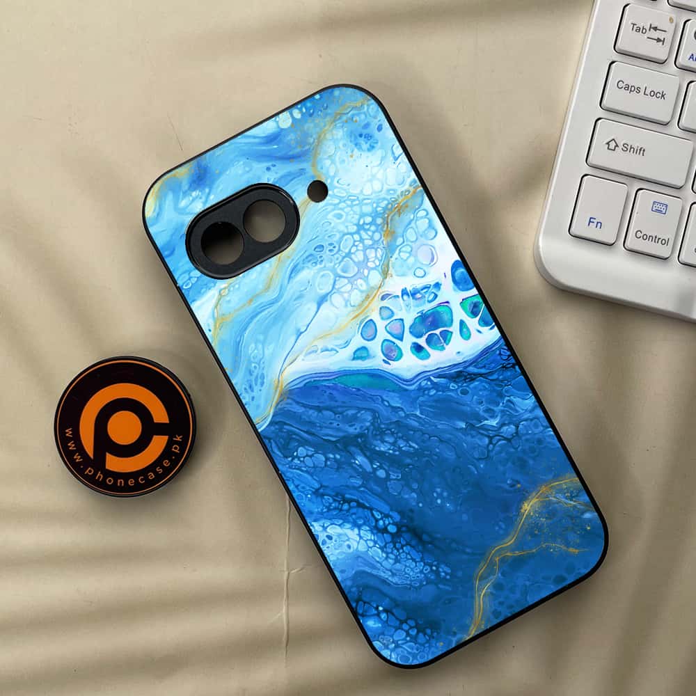 Google Pixel 9a - Blue Marble Series - Premium Metal Printed soft Bumper Shock Proof Case