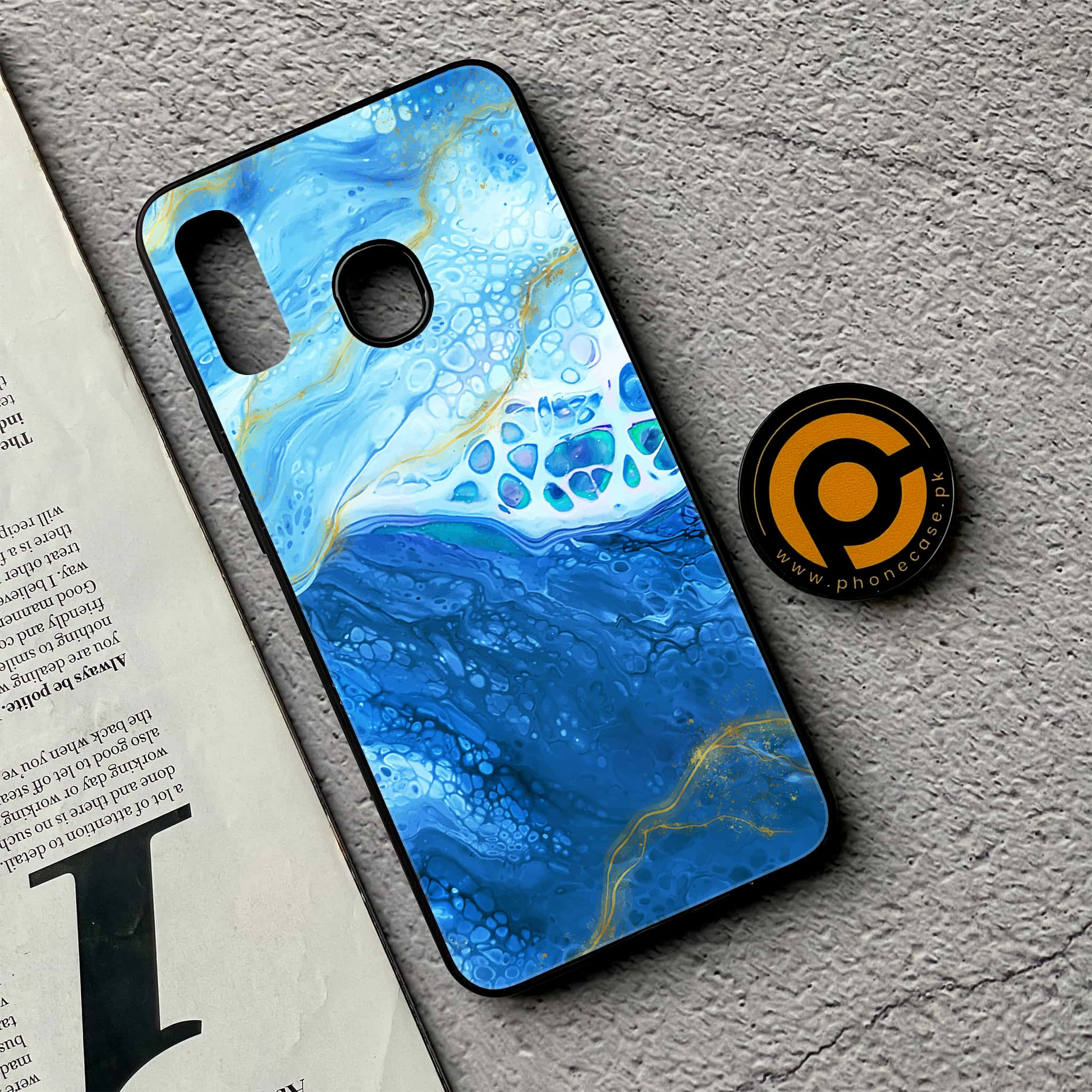 Galaxy A20/A30 - Blue Marble V 2.0 Series - Premium Printed Glass soft Bumper shock Proof Case