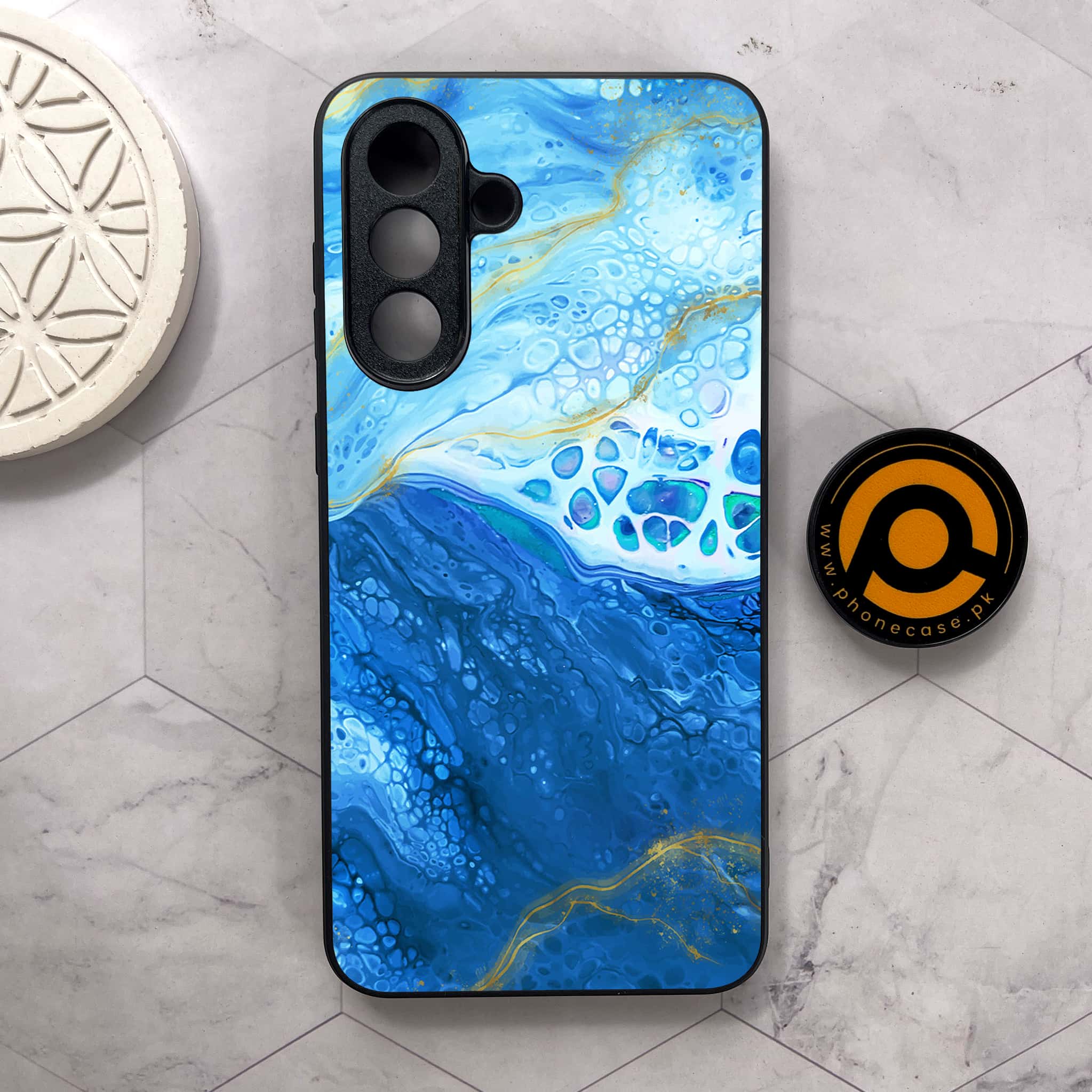 Samsung Galaxy A26 5G -  Blue Marble 2.0 Series - Premium Metal Printed soft Bumper shock Proof Case