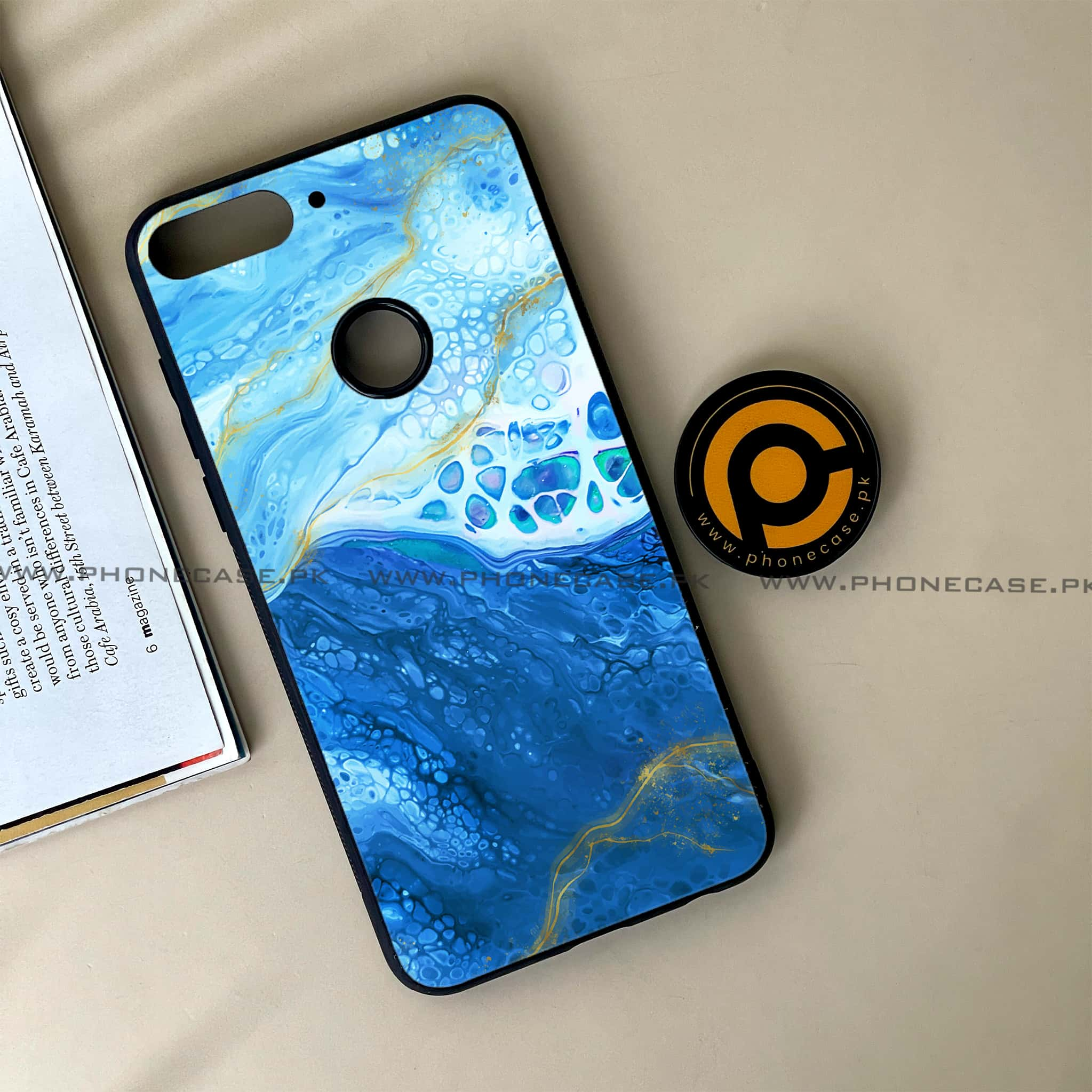 Huawei Y7 Prime (2018) - Blue Marble Series V 2.0 - Premium Printed Glass soft Bumper shock Proof Case