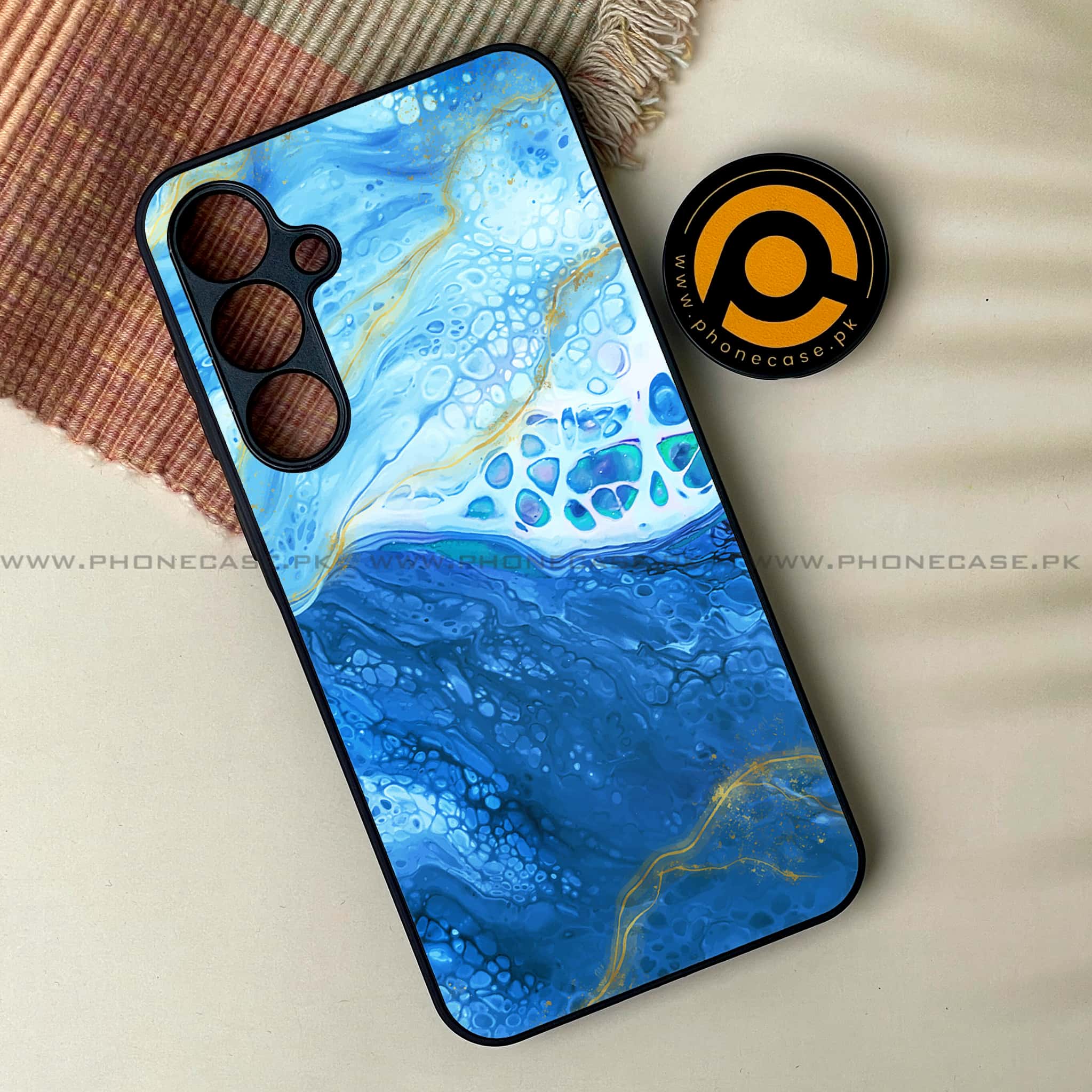 Samsung Galaxy S24 FE - Blue Marble Series V 2.0 - Premium Metal Printed soft Bumper shock Proof Case
