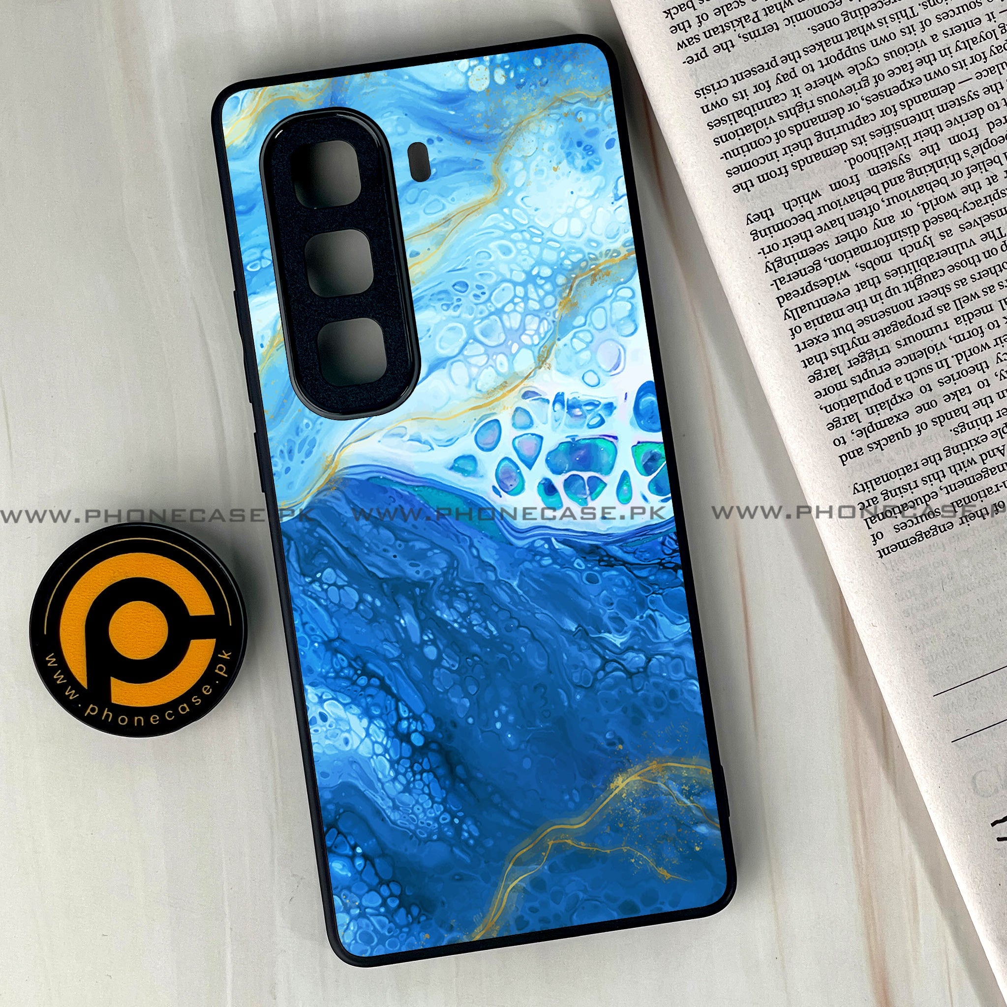 Infinix Hot 60 Pro Plus - Blue Marble 2.0 Series - Premium Metal Printed soft Bumper shock Proof Case