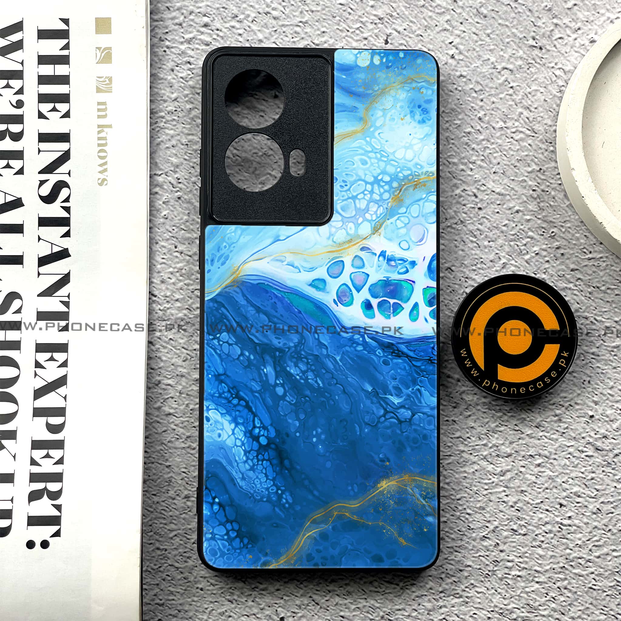 Moto G85 - Blue Marble 2.0 Series - Premium Printed Glass soft Bumper shock Proof Case