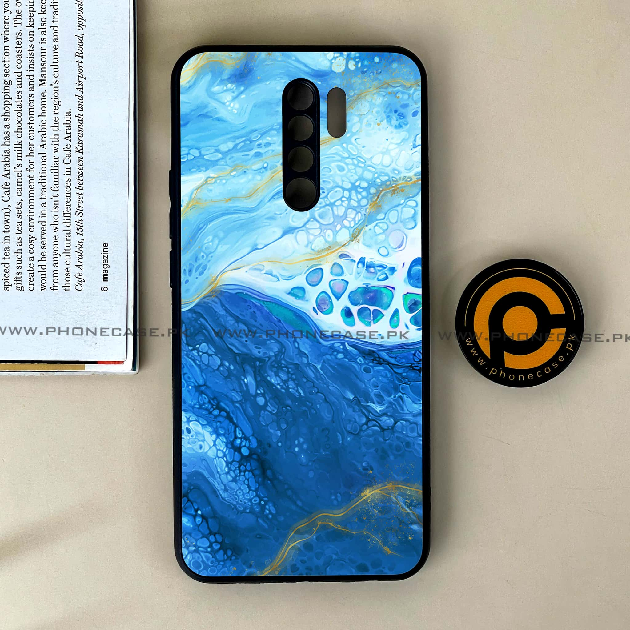 Xiaomi Redmi 9 - Blue Marble Series V 2.0 - Premium Printed Glass soft Bumper shock Proof Case