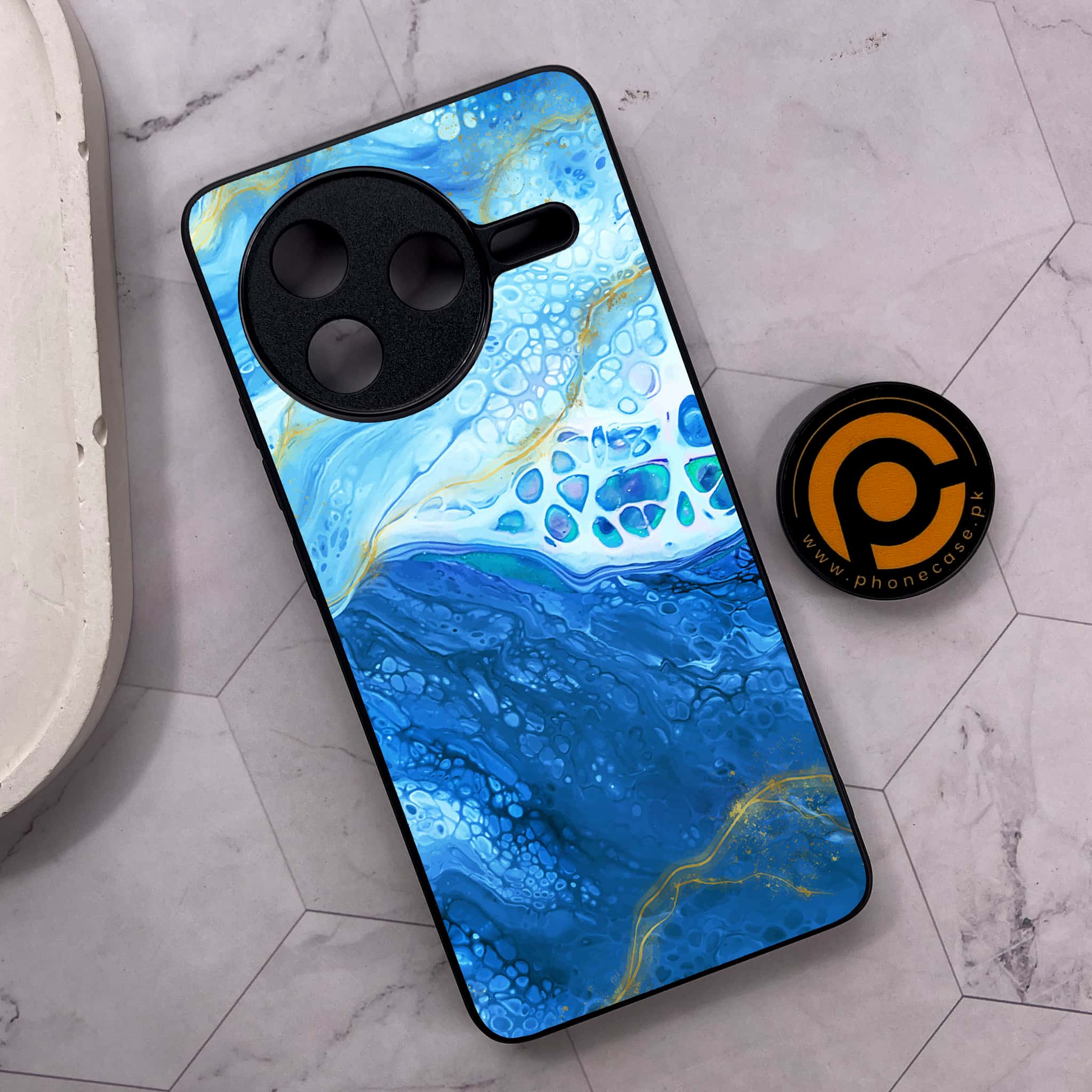 Xiaomi Poco F7 Pro 5G - Blue Marble 2.0 Series - Premium Metal Printed soft Bumper shock Proof Case