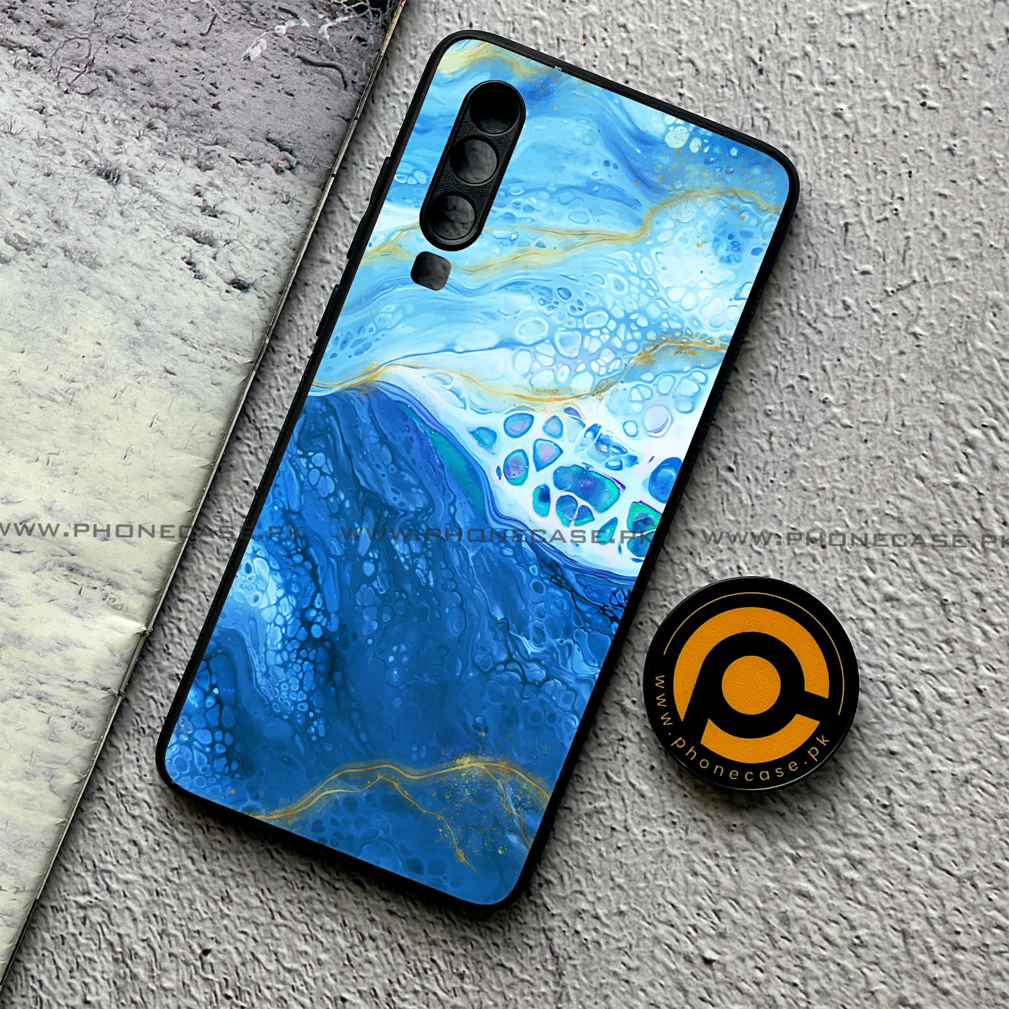 Huawei P30 - Blue Marble 2.0 Series - Premium Printed Glass soft Bumper shock Proof Case