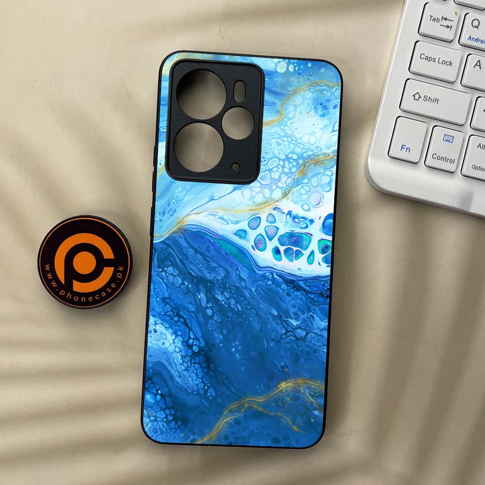 Realme 14T 5G - Blue Marble 2.0 Series - Premium Metal Printed soft Bumper Shock Proof Case