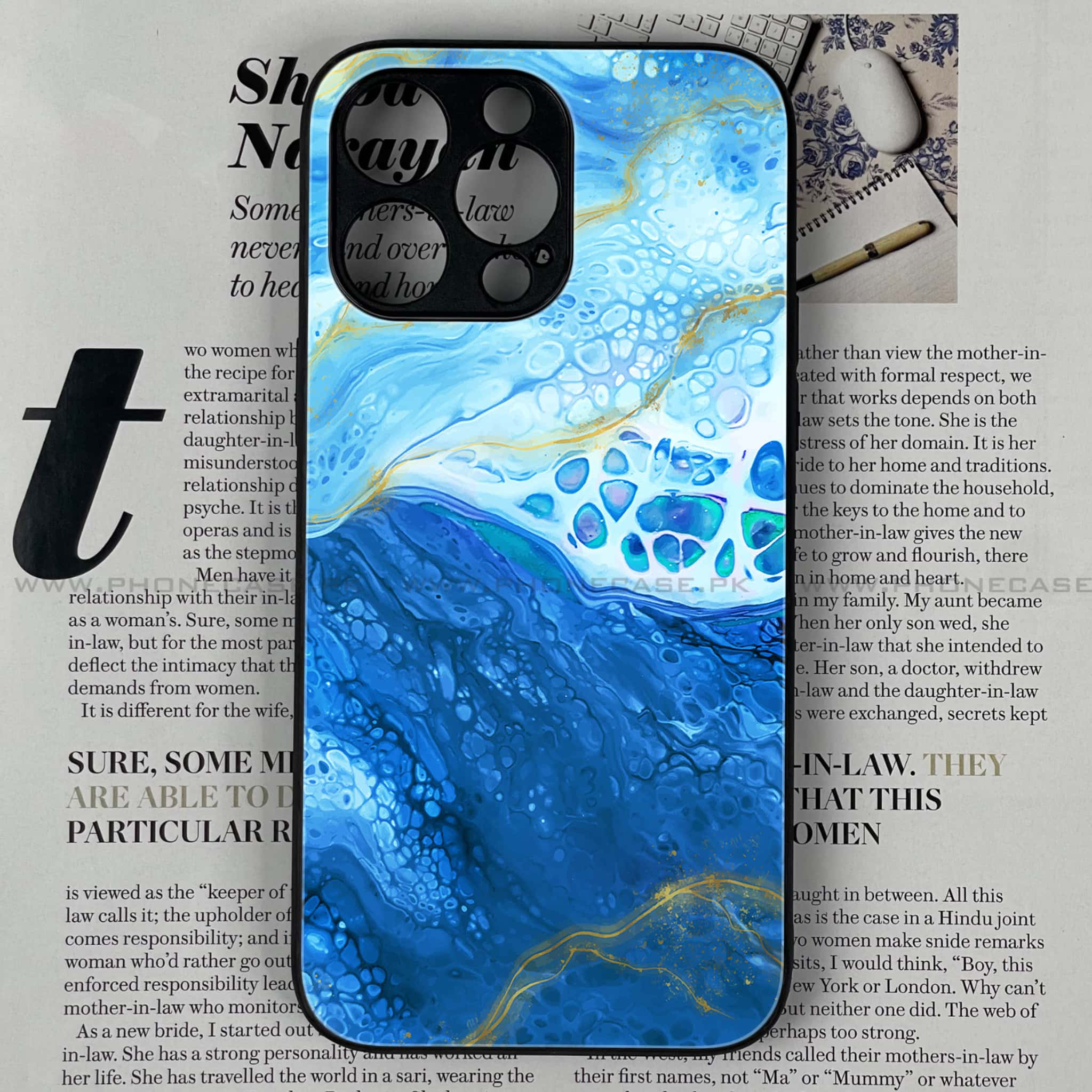 iPhone 15 Pro Max - Blue Marble Series V 2.0 - Premium Printed Glass soft Bumper shock Proof Case