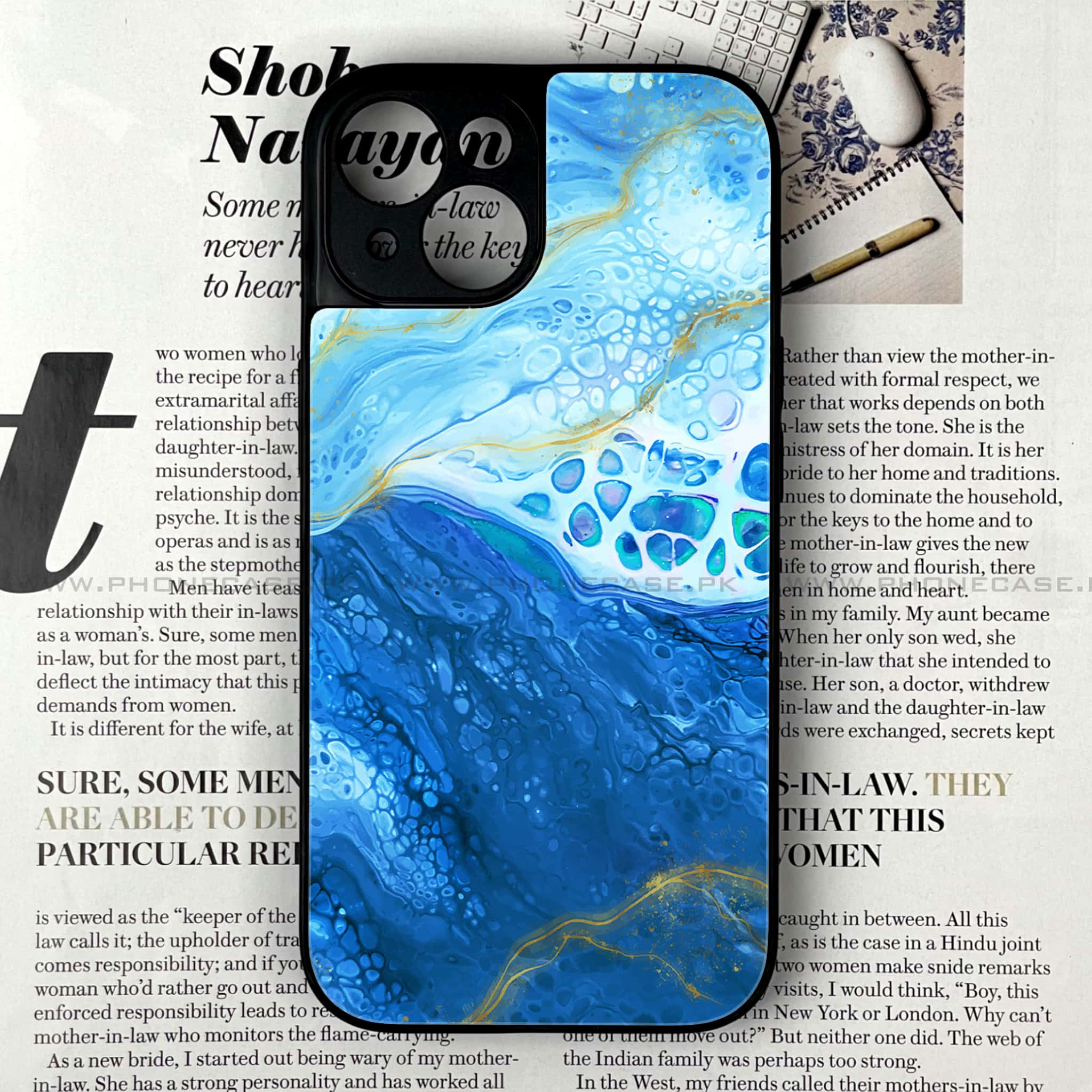 iPhone 15 - Blue Marble Series V 2.0 - Premium Printed Glass soft Bumper shock Proof Case