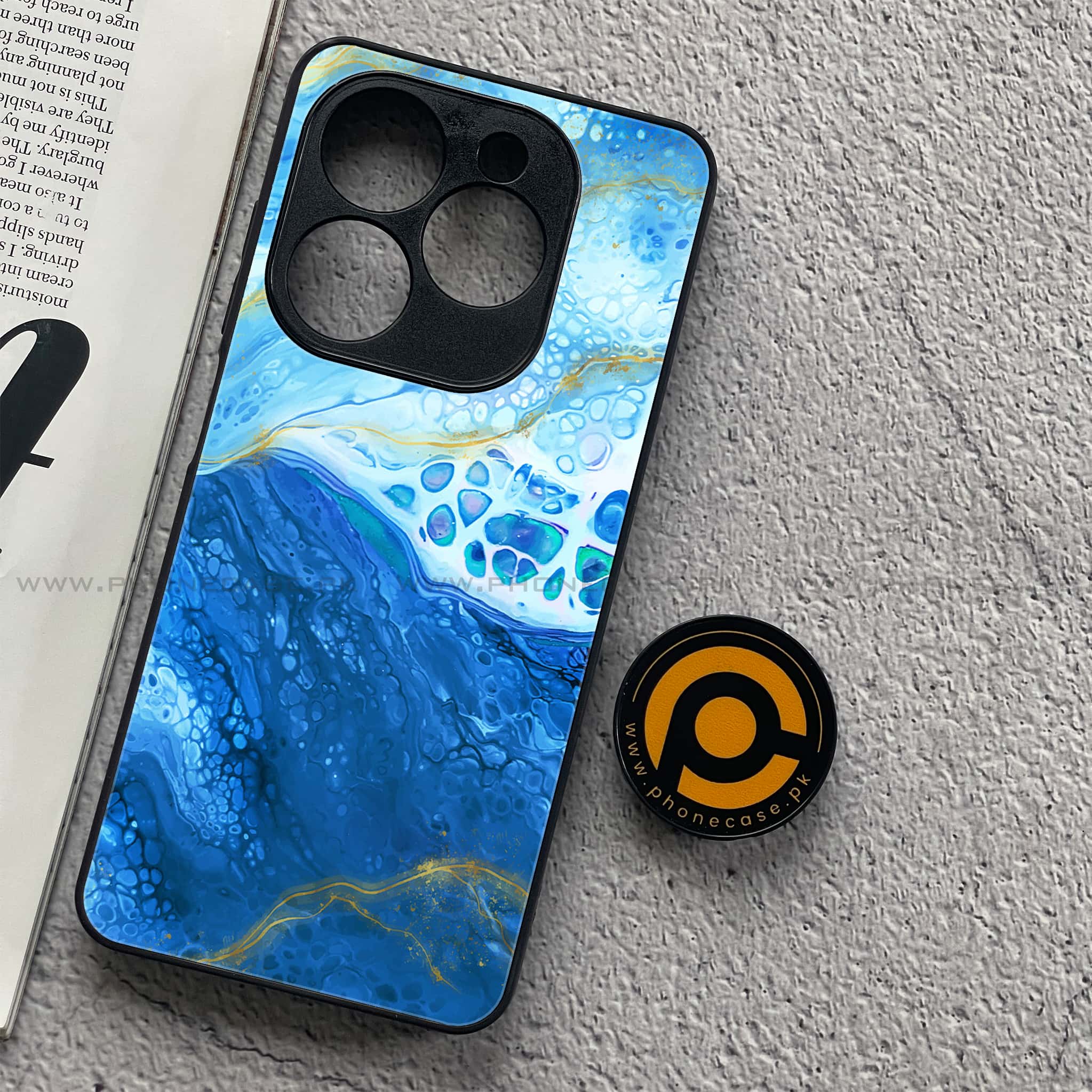 Infinix Smart 8 Pro - Blue Marble Series V 2.0 - Premium Metal Printed soft Bumper shock Proof Case