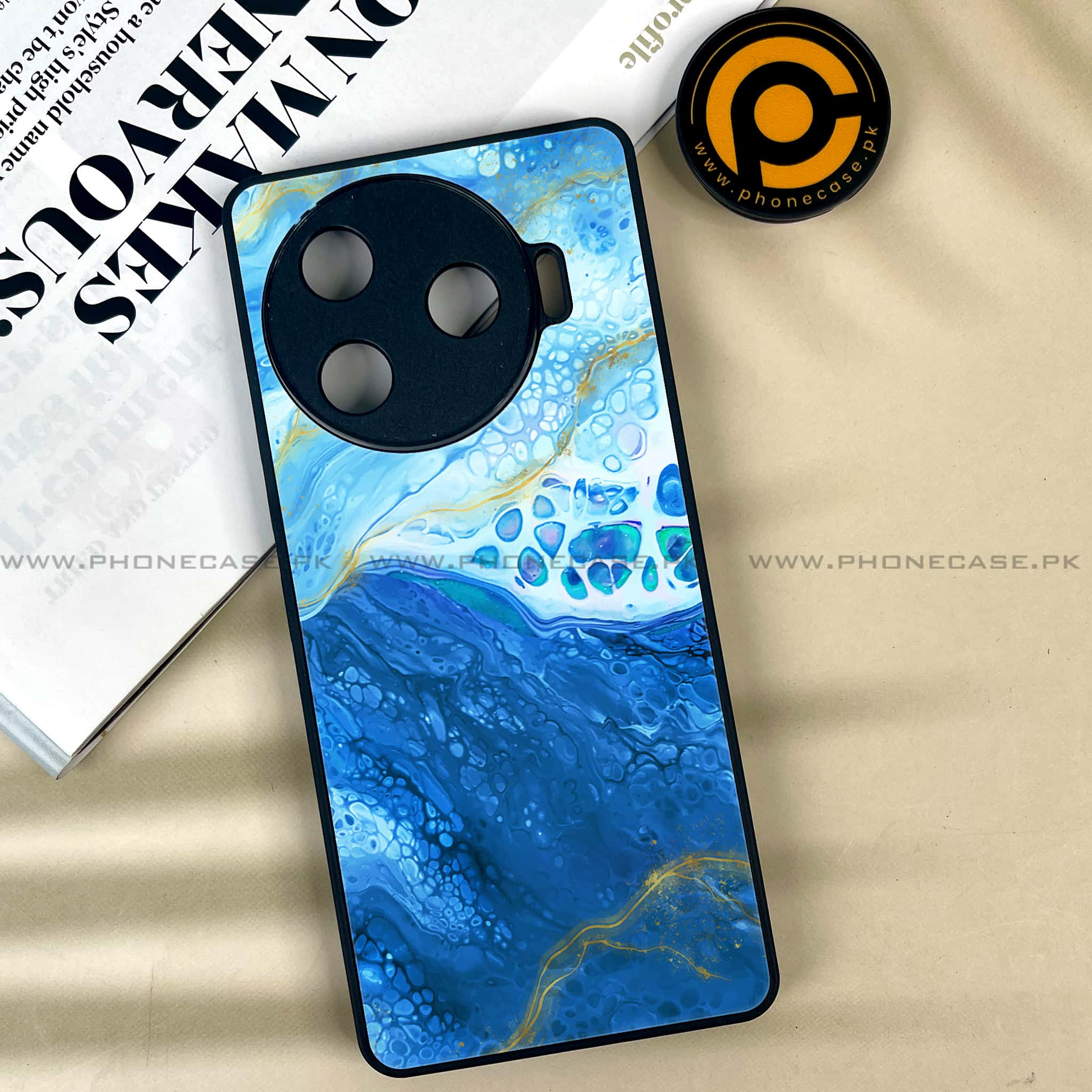 Tecno Camon 30 Pro - Blue Marble 2.0 Series - Premium Printed Glass soft Bumper shock Proof Case