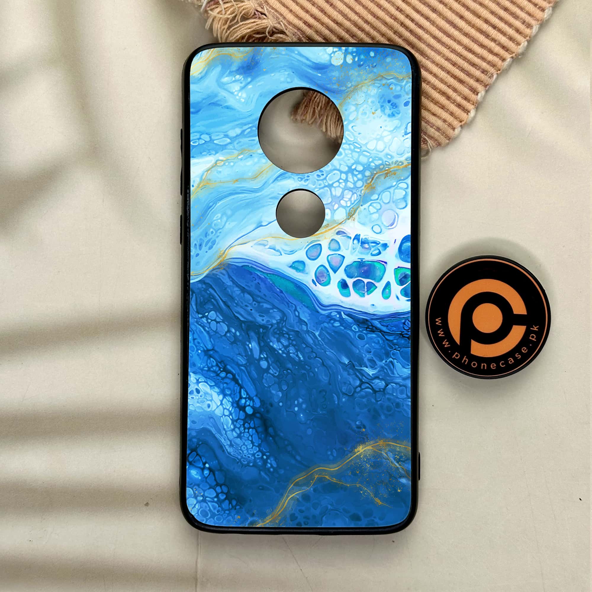 Moto G7 - Blue Marble 2.0 Series - Premium Printed Glass soft Bumper shock Proof Case