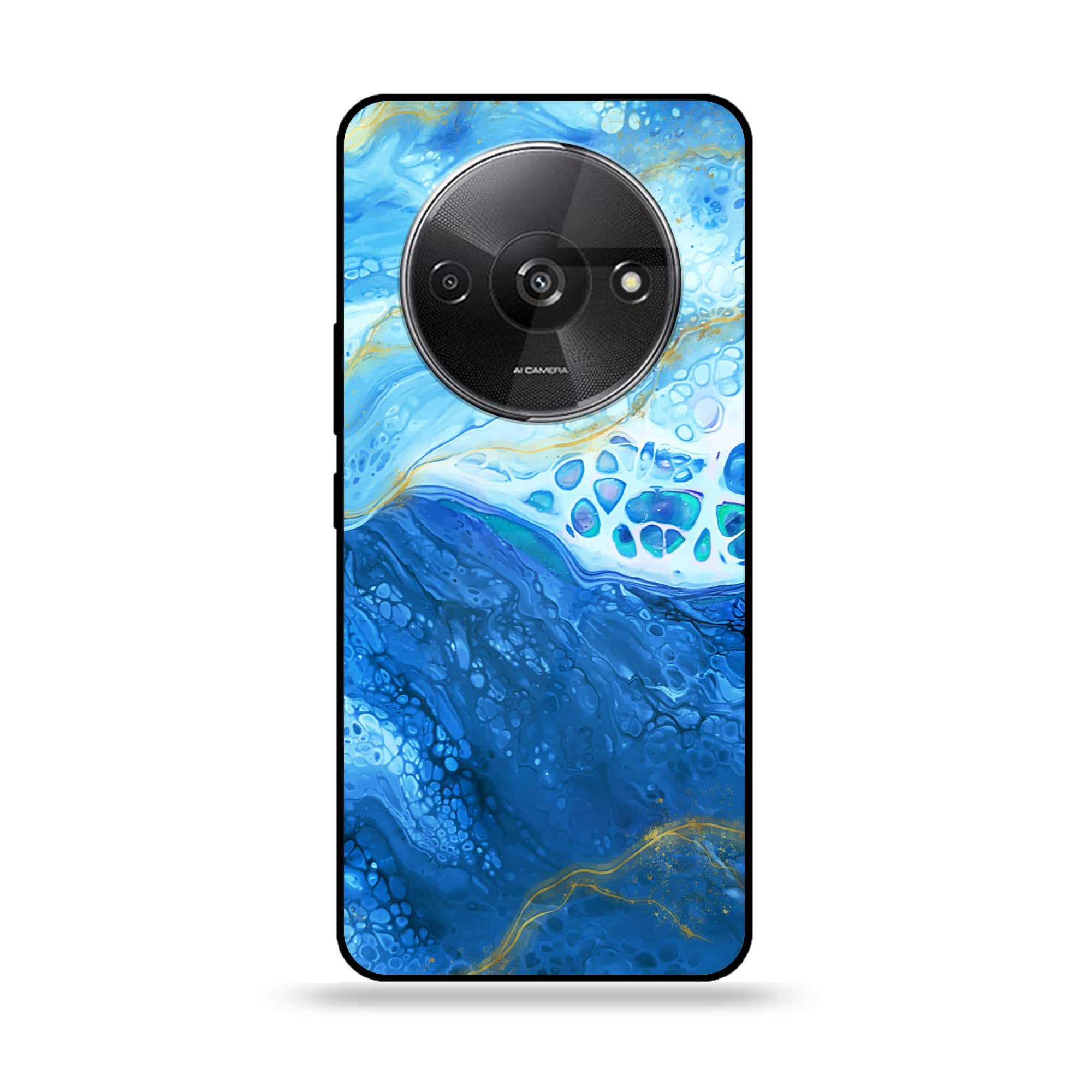 Xiaomi Redmi A3 - Blue Marble 2.0 Series - Premium Printed Glass soft Bumper shock Proof Case