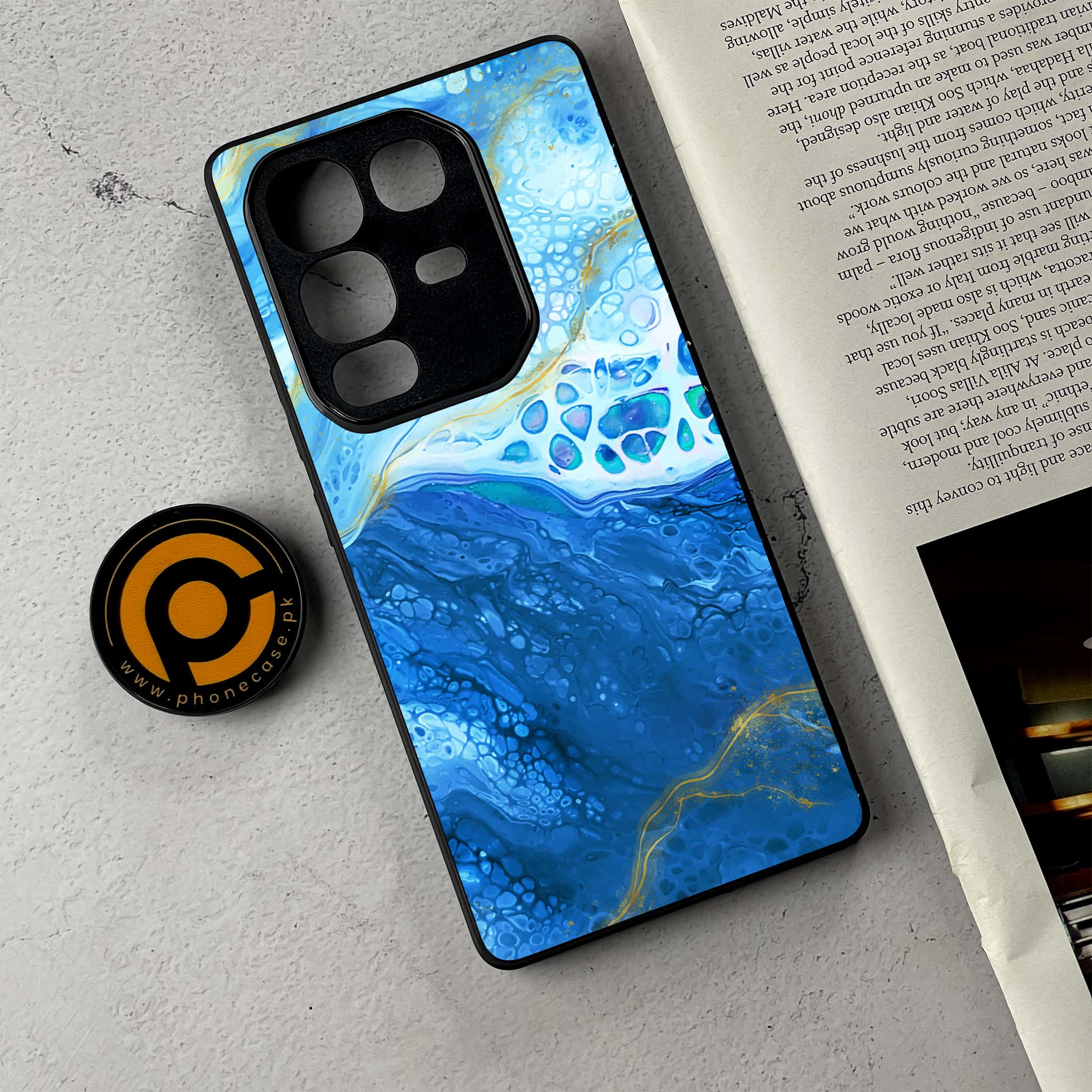 Infinix Note 50 - Blue Marble 2.0 Series - Premium Metal Printed Soft Bumper Shockproof Case