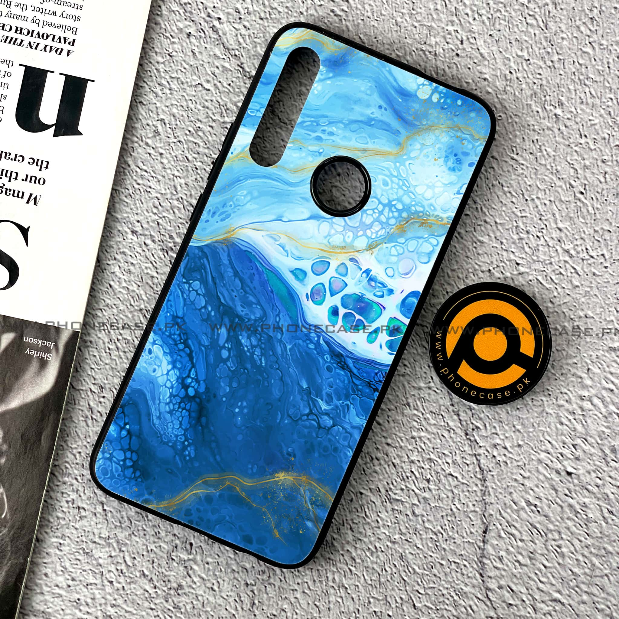 Huawei Y9 Prime (2019) - Blue Marble Series V 2.0 - Premium Printed Glass soft Bumper shock Proof Case