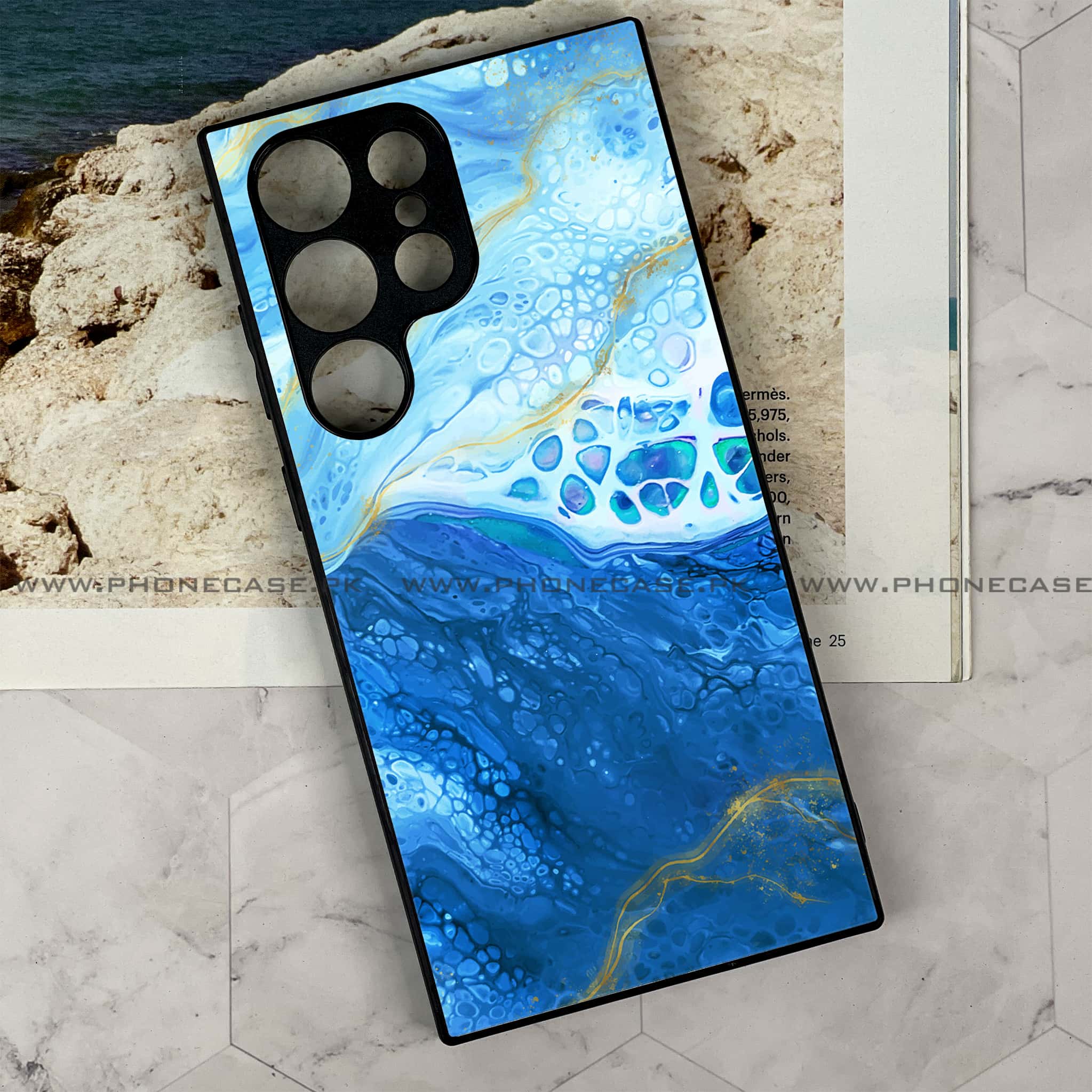 Samsung Galaxy S24 Ultra - Blue Marble Series V 2.0 - Premium Metal Printed soft Bumper shock Proof Case
