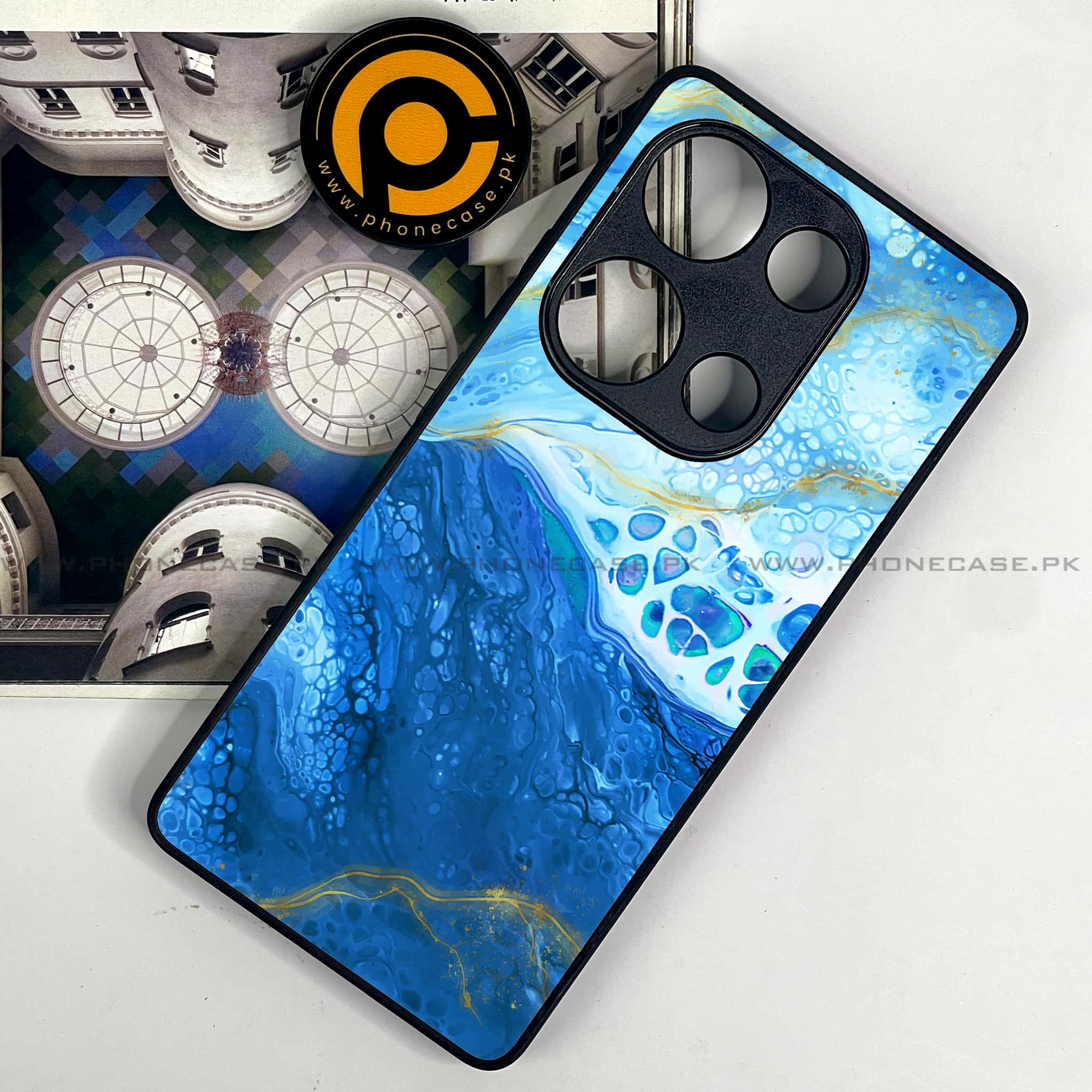 Redmi Note 13 Pro 4G - Blue Marble Series V 2.0 - Premium Metal Printed soft Bumper shock Proof Case