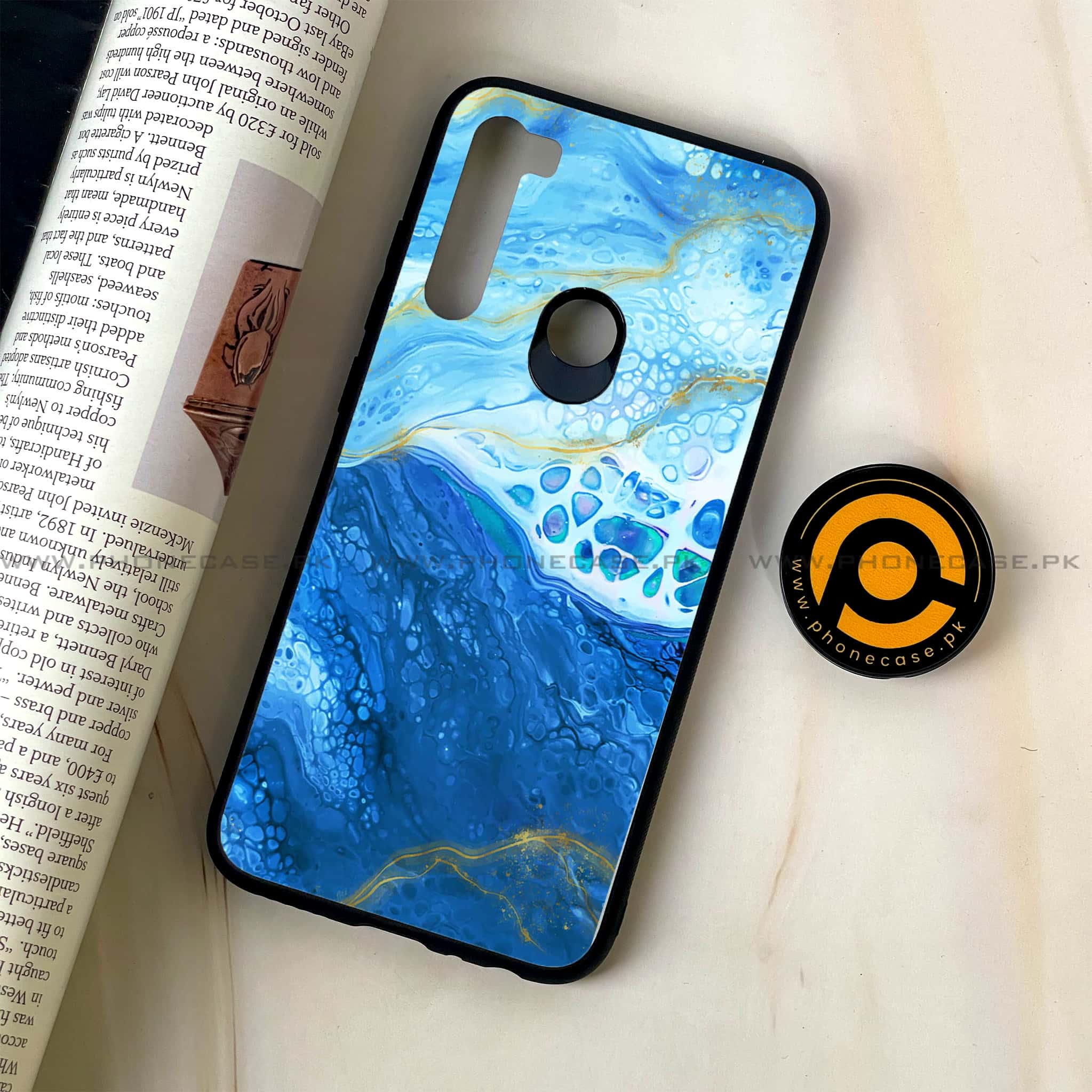 Redmi Note 8 - Blue Marble Series V 2.0 - Premium Printed Glass soft Bumper shock Proof Case