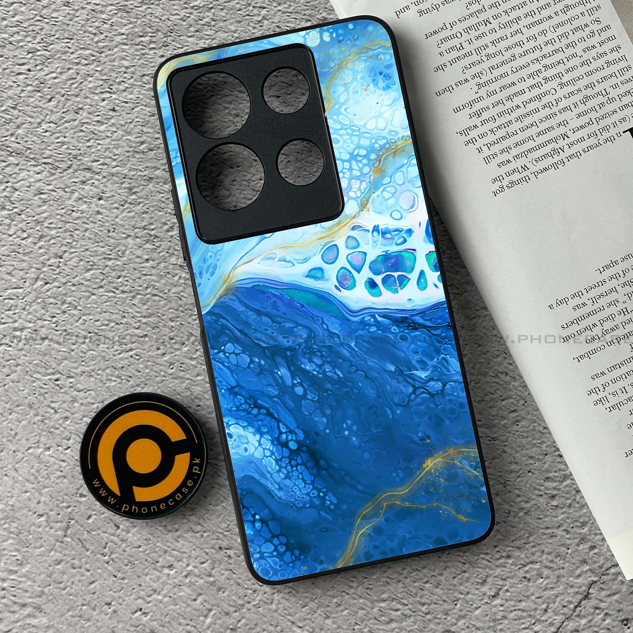 Infinix Note 30 - Blue Marble Series V 2.0 - Premium Printed Glass soft Bumper shock Proof Case