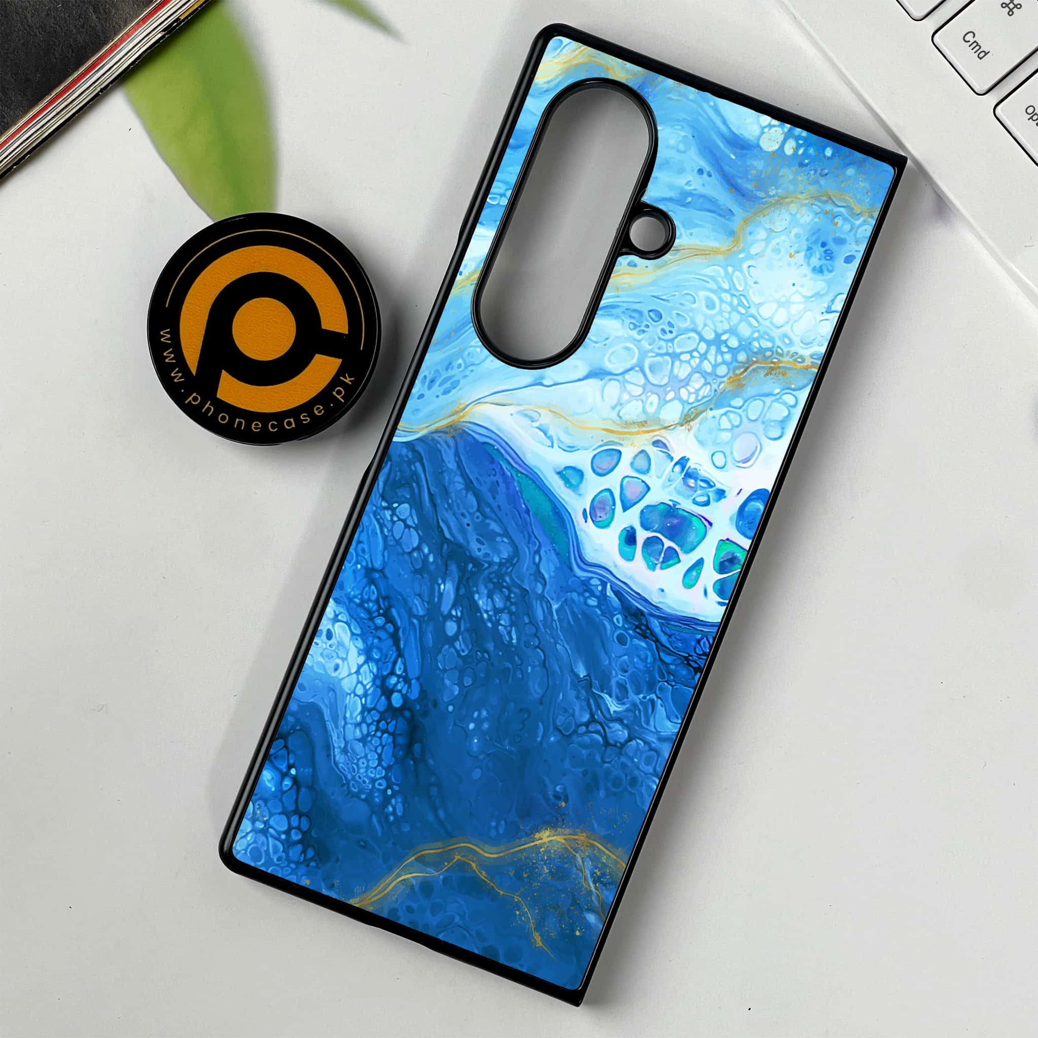 Samsung Galaxy Z Fold 7 - Blue Marble 2.0 Series - Premium Metal Printed soft Bumper shock Proof Case