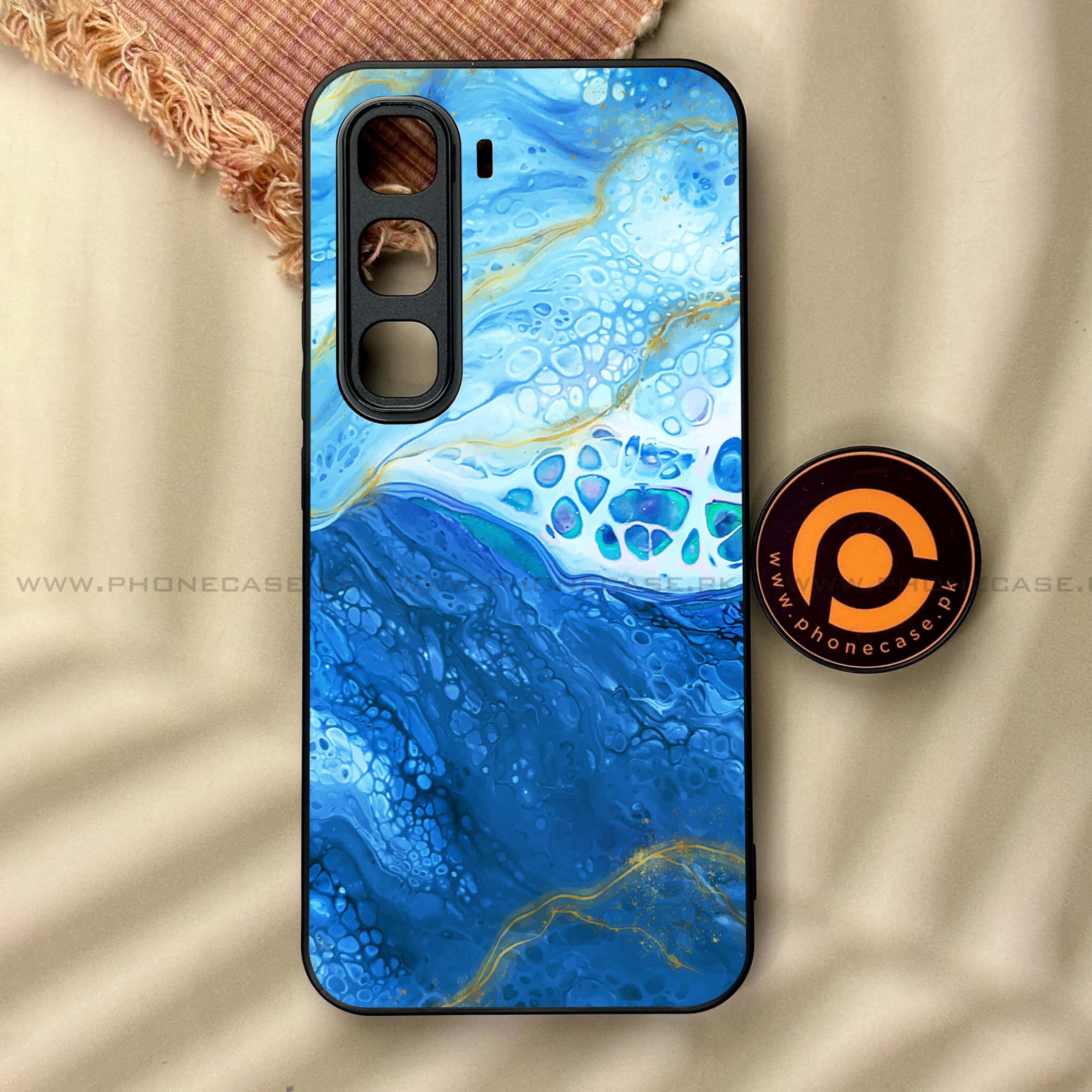 Infinix Hot 60 Pro - Blue Marble 2.0 Series - Premium Metal Printed soft Bumper shock Proof Case