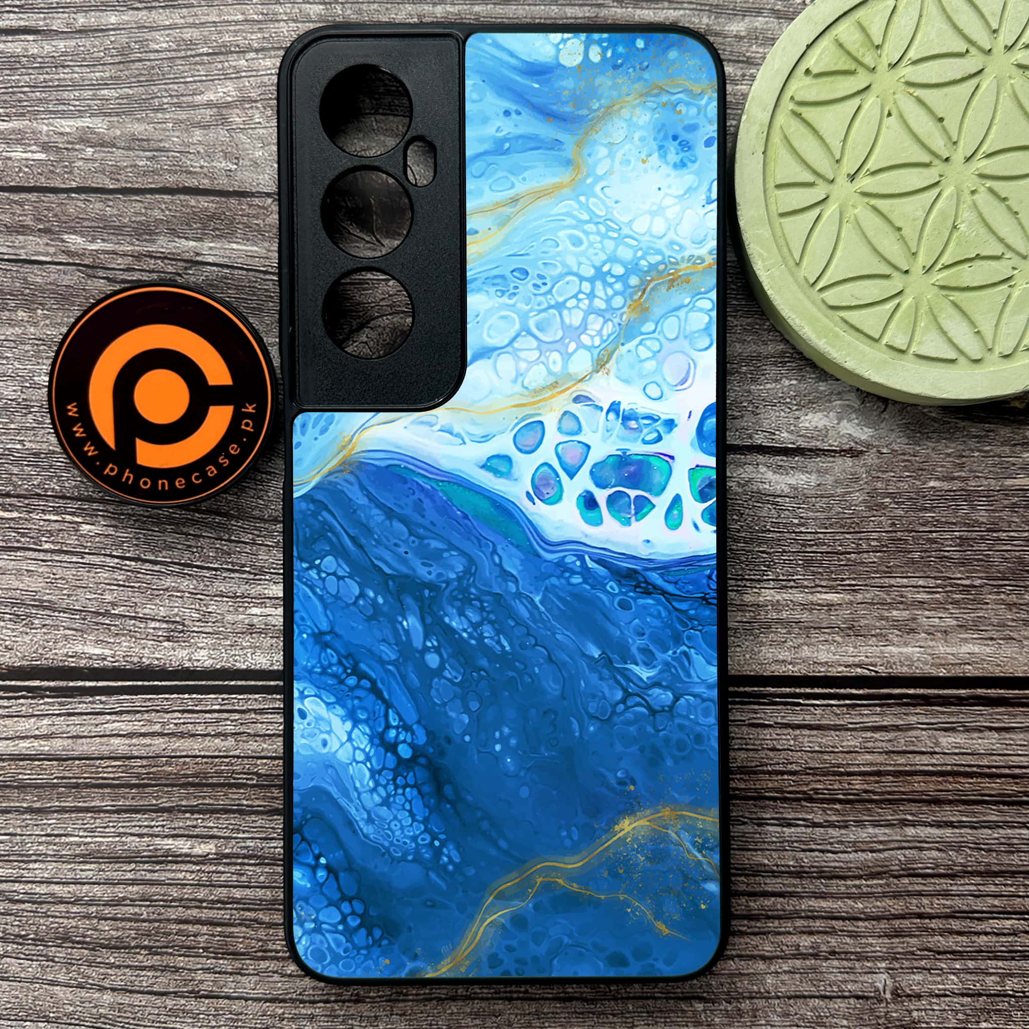 Realme C65  - Blue Marble 2.0 Series - Premium Metal Printed soft Bumper shock Proof Case