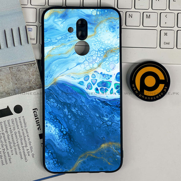 Huawei Mate 20 Lite - Blue Marble 2.0 Design 5 - Premium Printed Glass soft Bumper shock Proof Case CS-22294