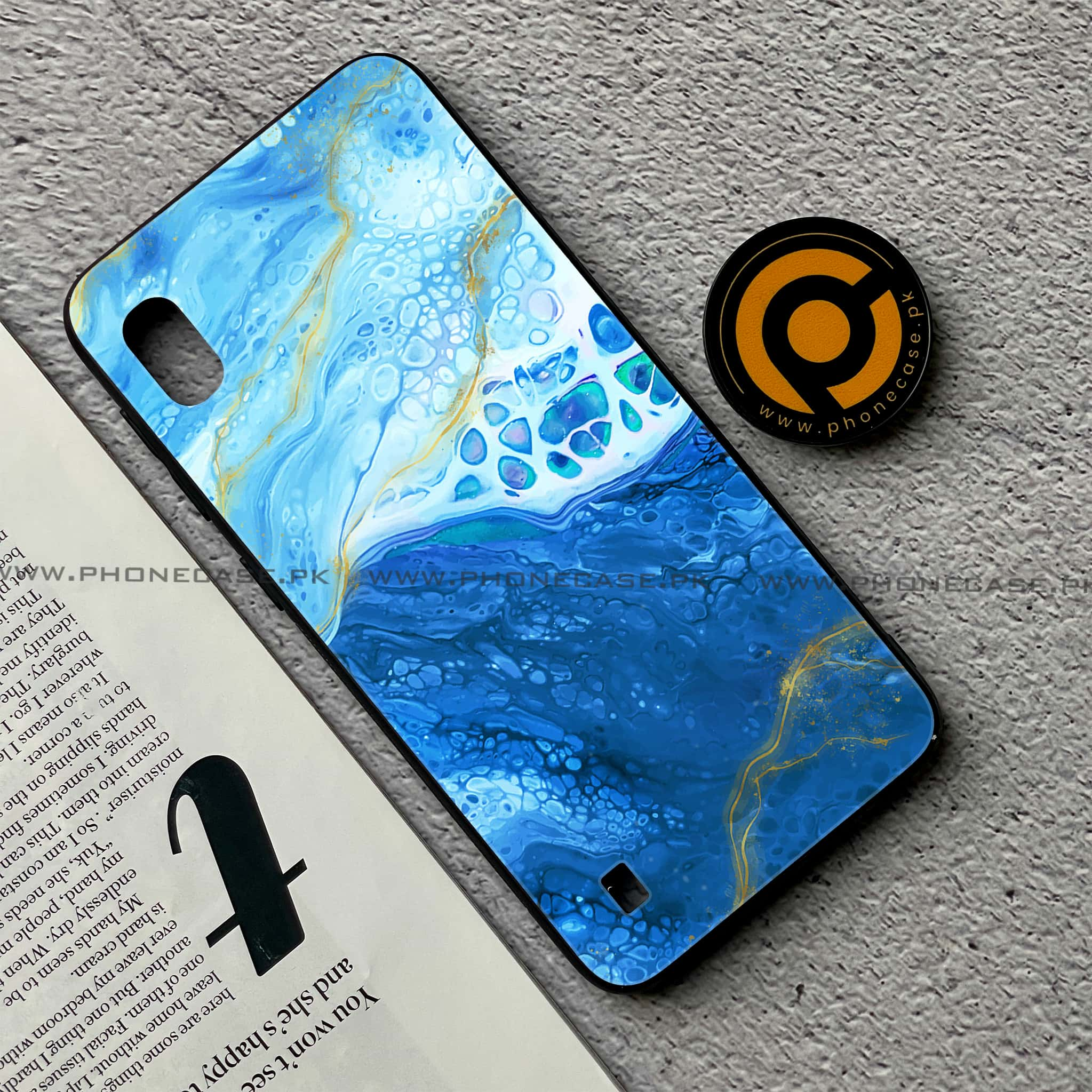 Samsung Galaxy A10 - Blue Marble Series V 2.0 - Premium Printed Glass soft Bumper shock Proof Case