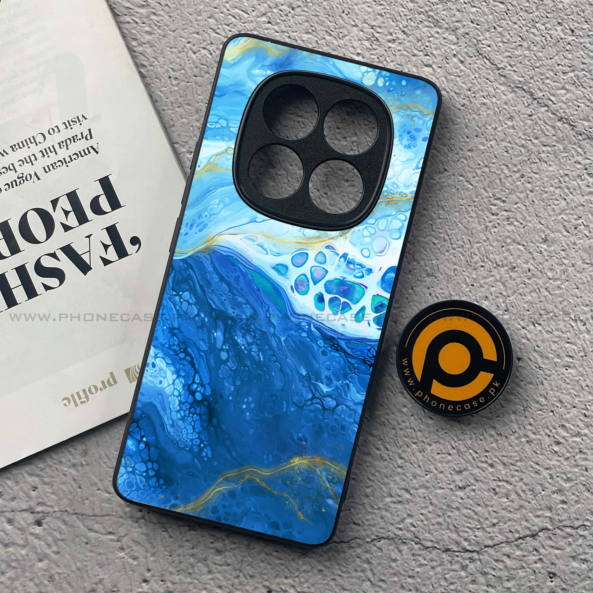 Redmi Note 14 Pro Plus 5G - Blue Marble 2.0 Series - Premium Printed Glass soft Bumper shock Proof Case