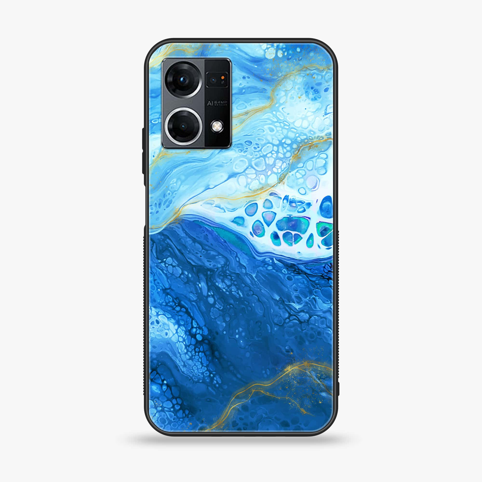 Oppo Reno 7 - Blue Marble 2.0 Series - Premium Printed Glass soft Bumper shock Proof Case