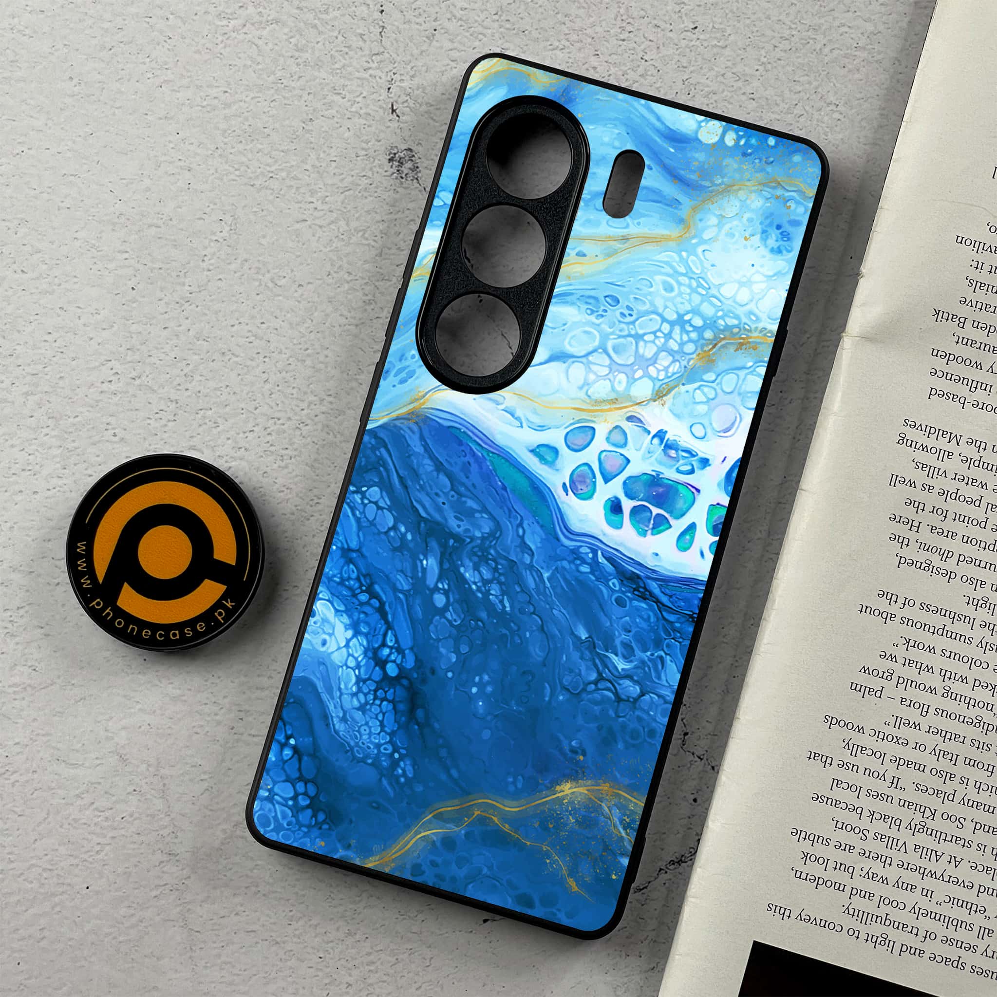 Tecno Camon 40 - Blue Marble 2.0 Series  - Premium Metal Printed Soft Bumper Shockproof Case