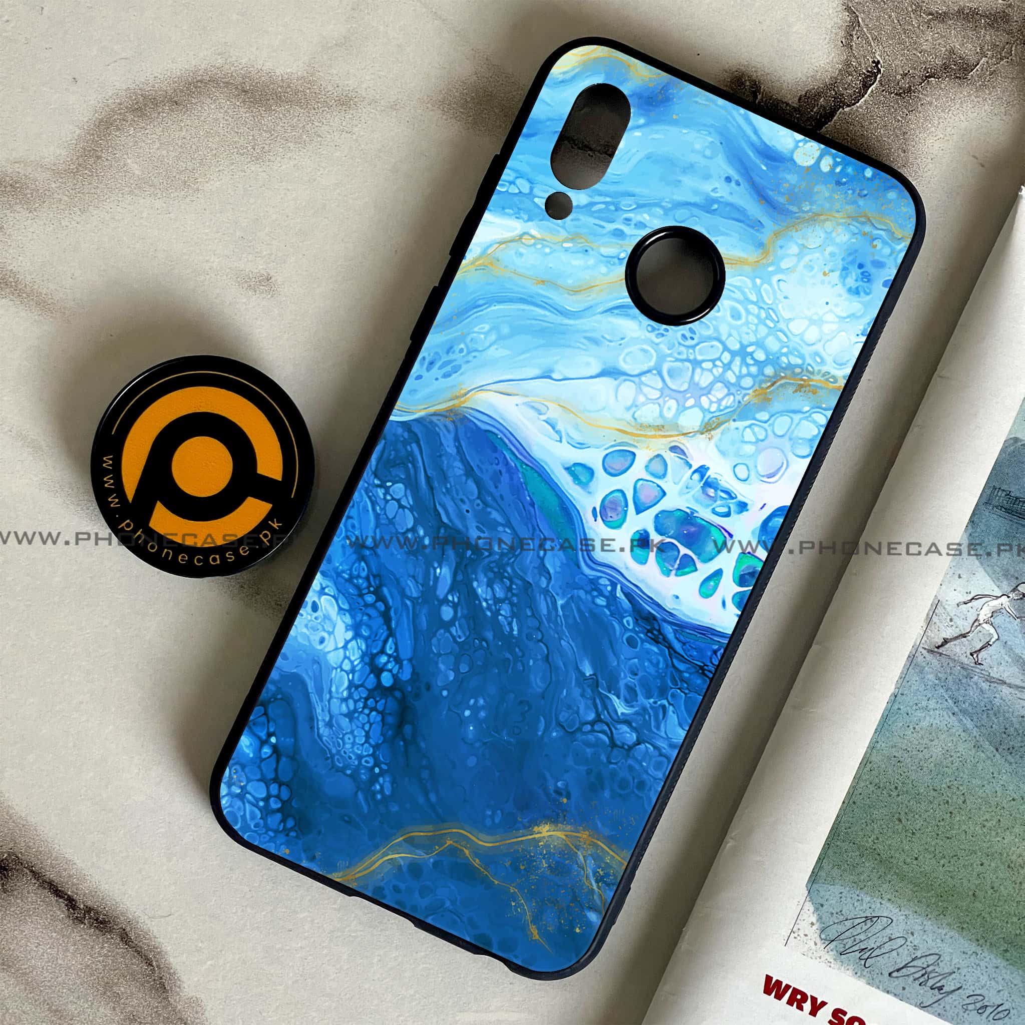 Huawei Honor Play - Blue Marble 2.0 Series - Premium Printed Glass soft Bumper shock Proof Case