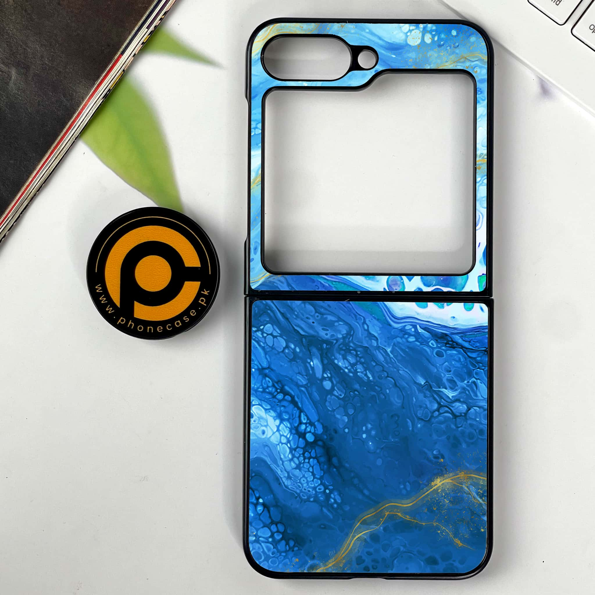 Galaxy Z Flip 6 - Blue Marble 2.0 Series - Premium Printed Glass soft Bumper shock Proof Case