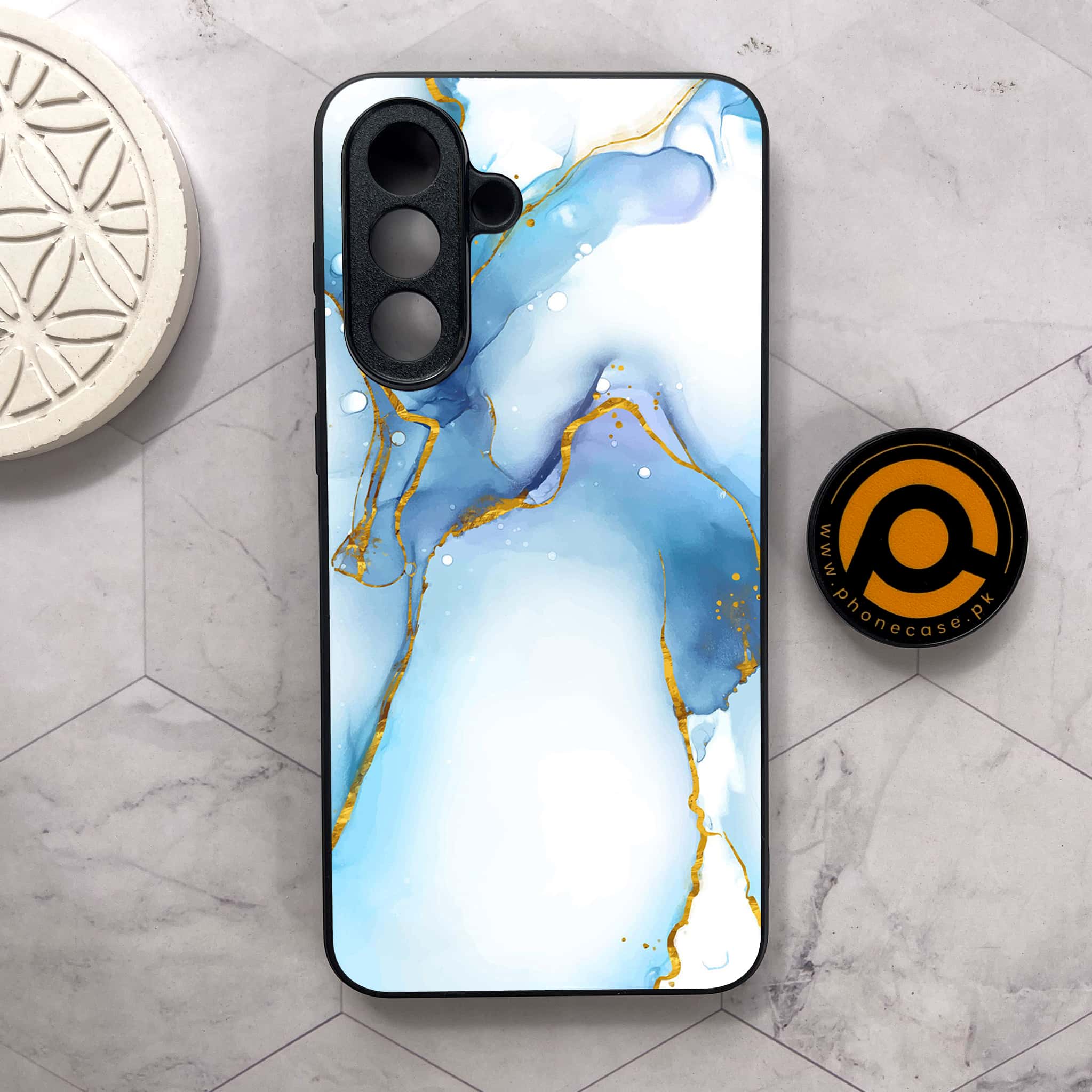 Samsung Galaxy A26 5G -  Blue Marble 2.0 Series - Premium Metal Printed soft Bumper shock Proof Case