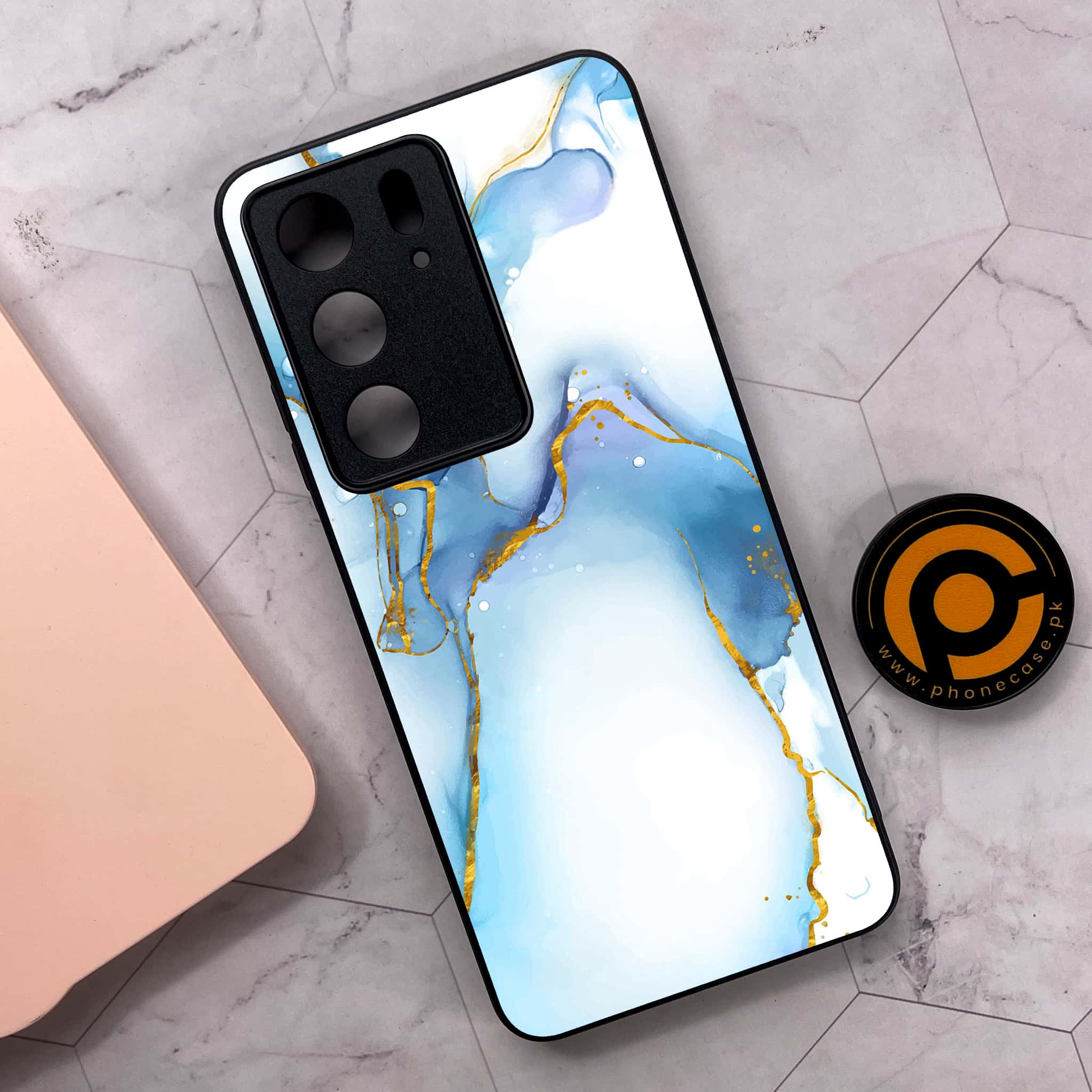 Realme C75x 4G - Blue Marble 2.0 Series - Premium Metal Printed soft Bumper shock Proof Case