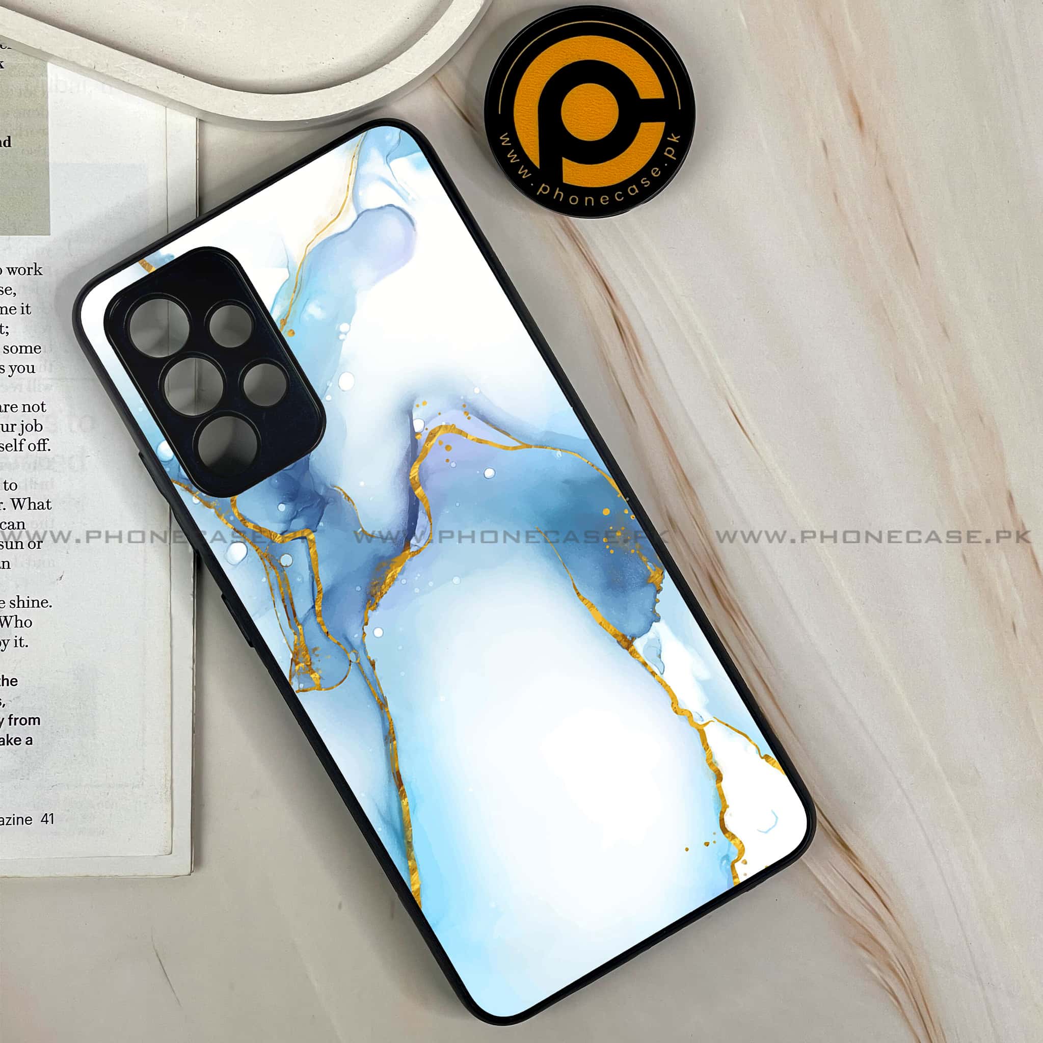 Samsung Galaxy A32 4G - Blue Marble Series V 2.0 - Premium Printed Glass soft Bumper shock Proof Case