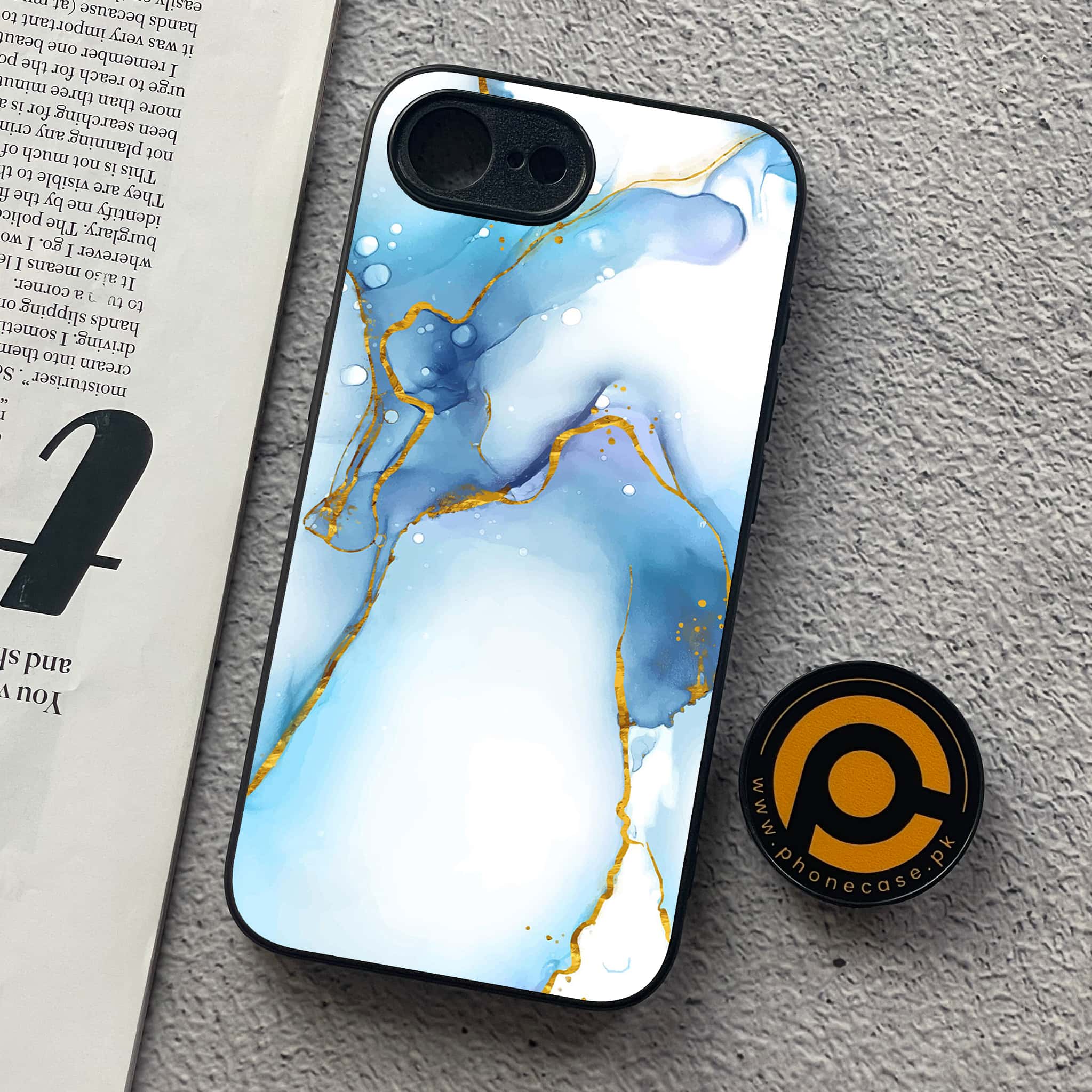 iPhone 16e - Blue Marble 2.0 Series - Premium Metal  Printed soft Bumper shock Proof Case