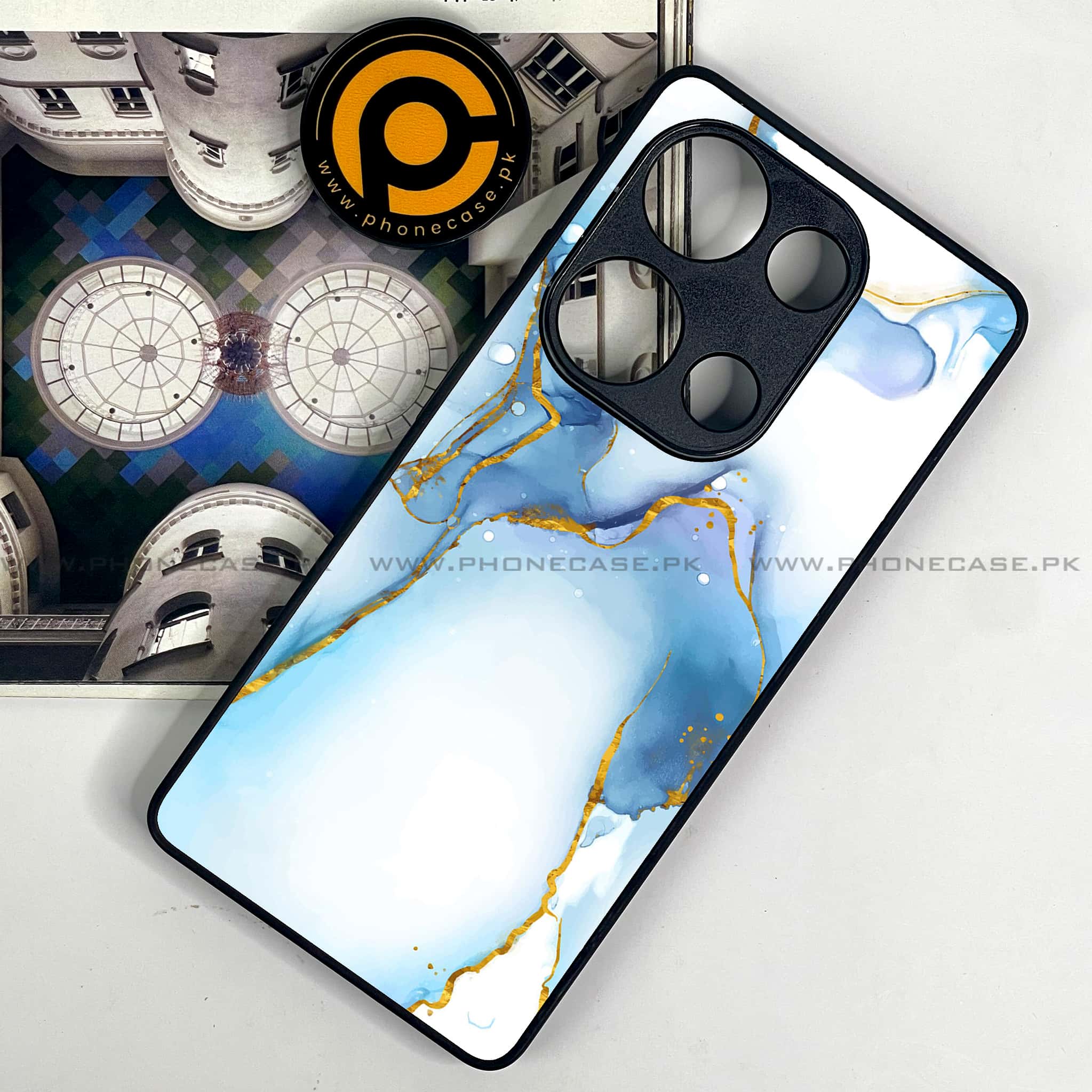 Redmi Note 13 Pro 4G - Blue Marble Series V 2.0 - Premium Metal Printed soft Bumper shock Proof Case
