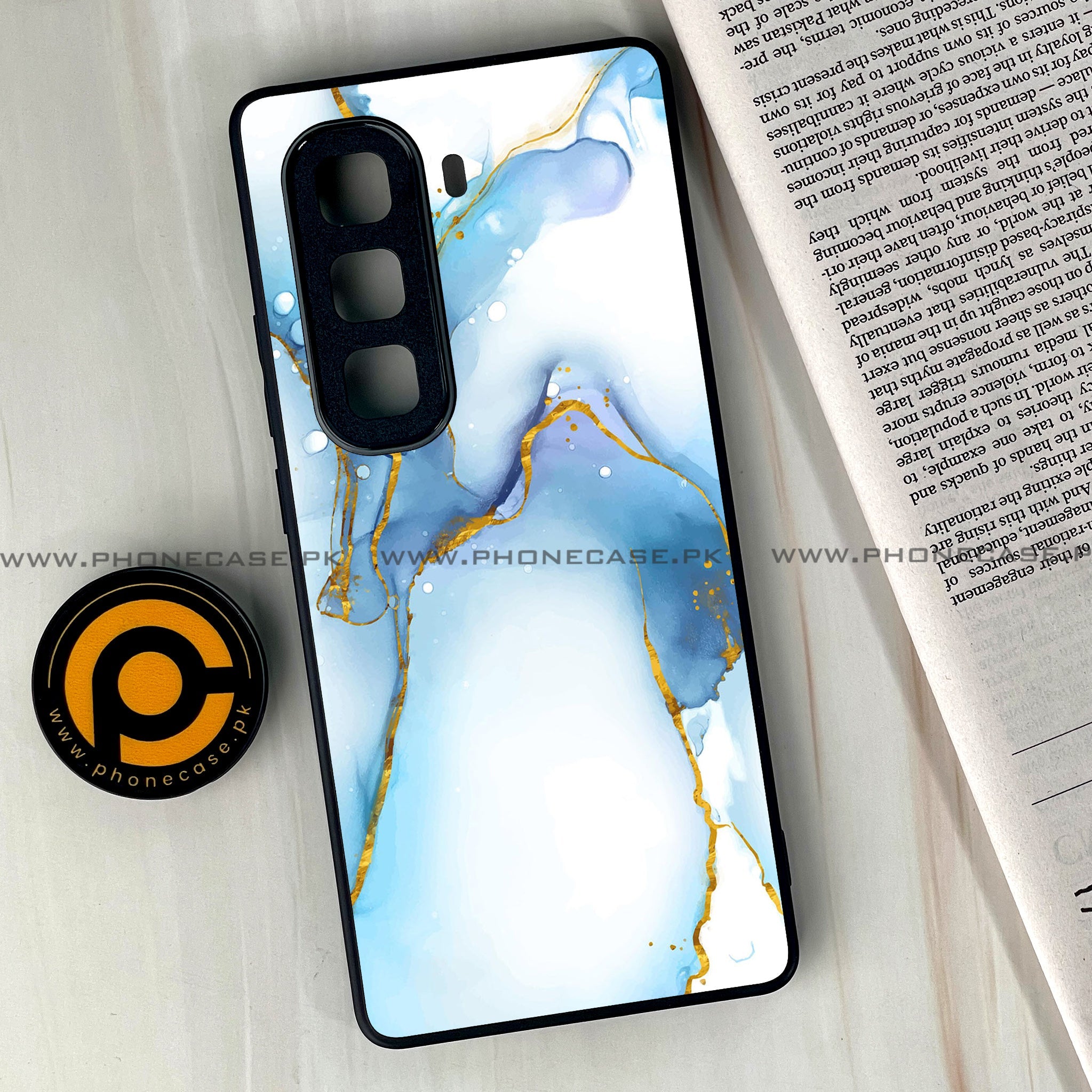 Infinix Hot 60 Pro Plus - Blue Marble 2.0 Series - Premium Metal Printed soft Bumper shock Proof Case