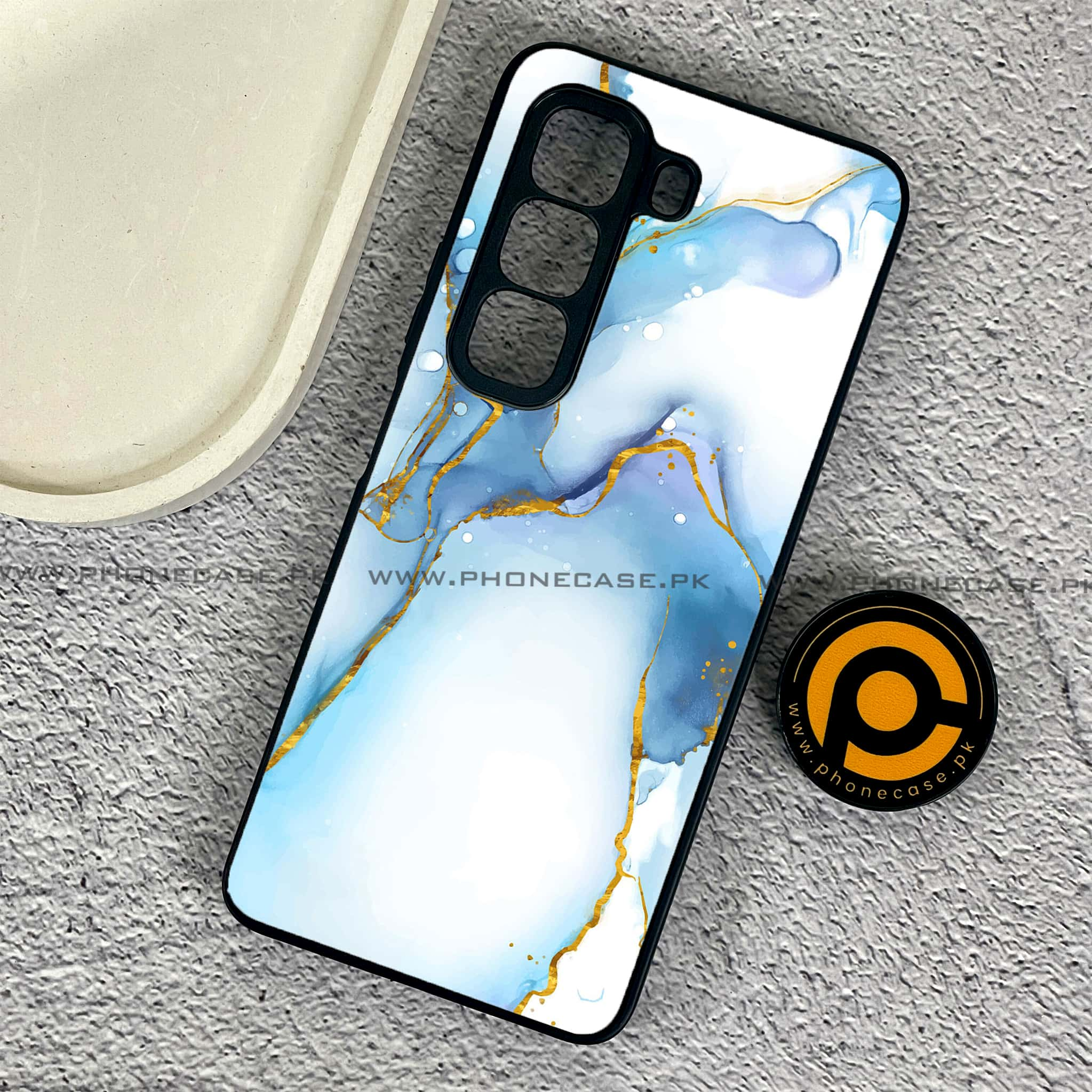 Infinix Hot 50 Pro - Blue Marble 2.0 Series - Premium Printed Glass soft Bumper shock Proof Case