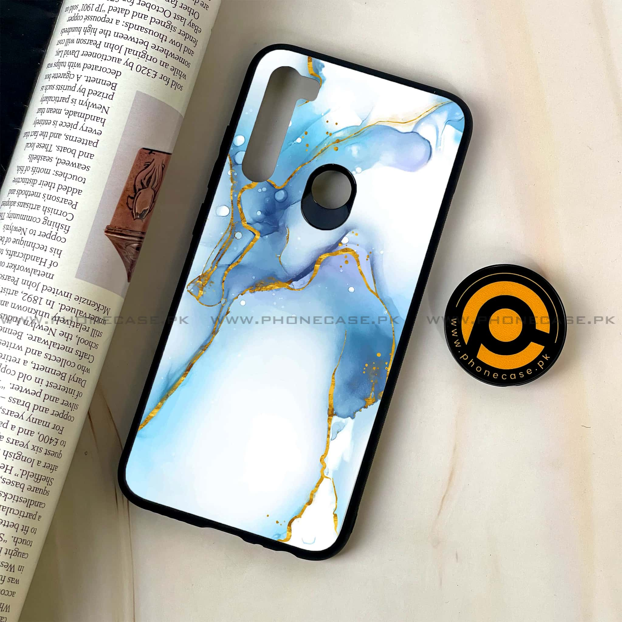 Redmi Note 8 - Blue Marble Series V 2.0 - Premium Printed Glass soft Bumper shock Proof Case