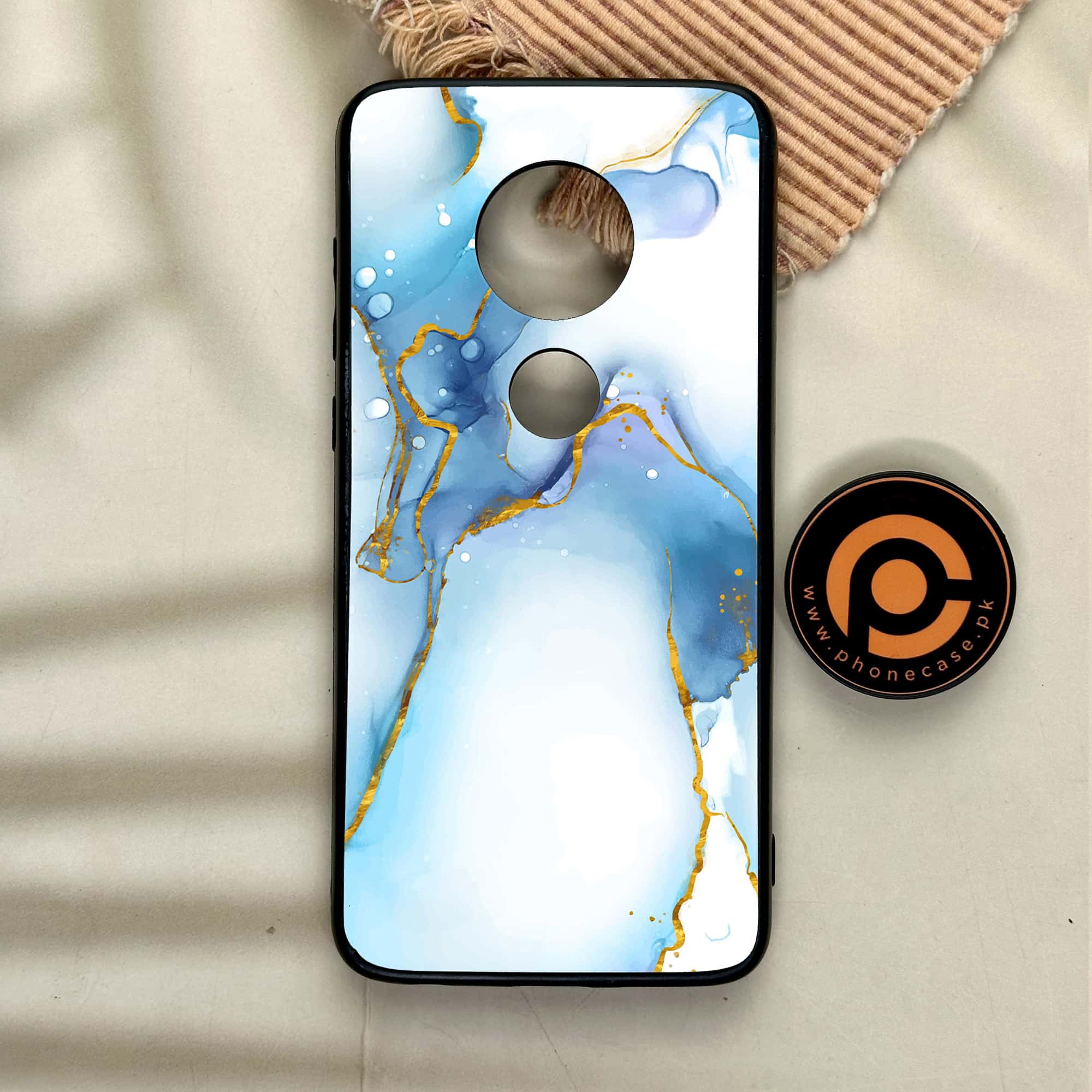 Moto G7 - Blue Marble 2.0 Series - Premium Printed Glass soft Bumper shock Proof Case