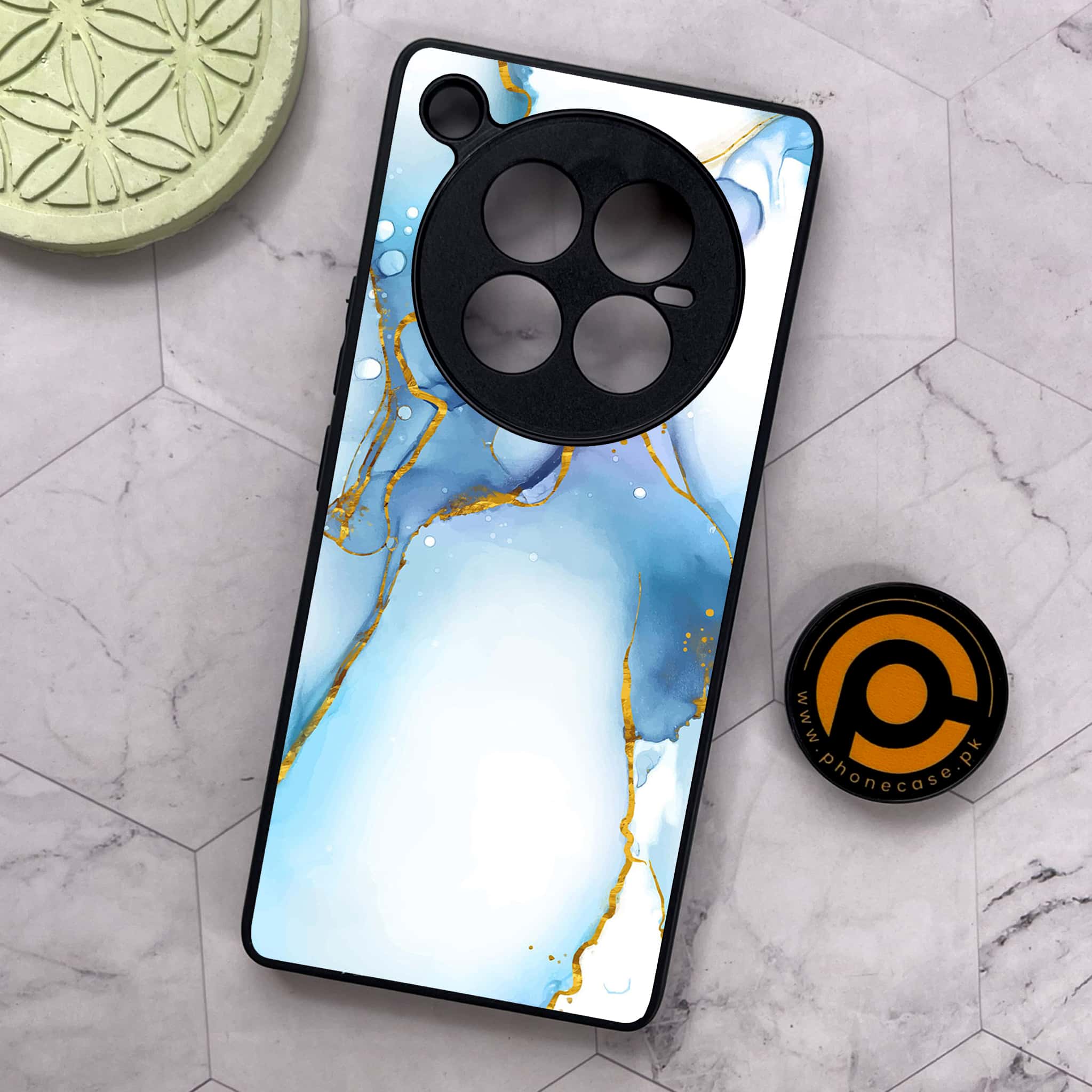 Infinix Zero 40 5G - Blue Marble 2.0 Series - Premium Metal Printed soft Bumper shock Proof Case