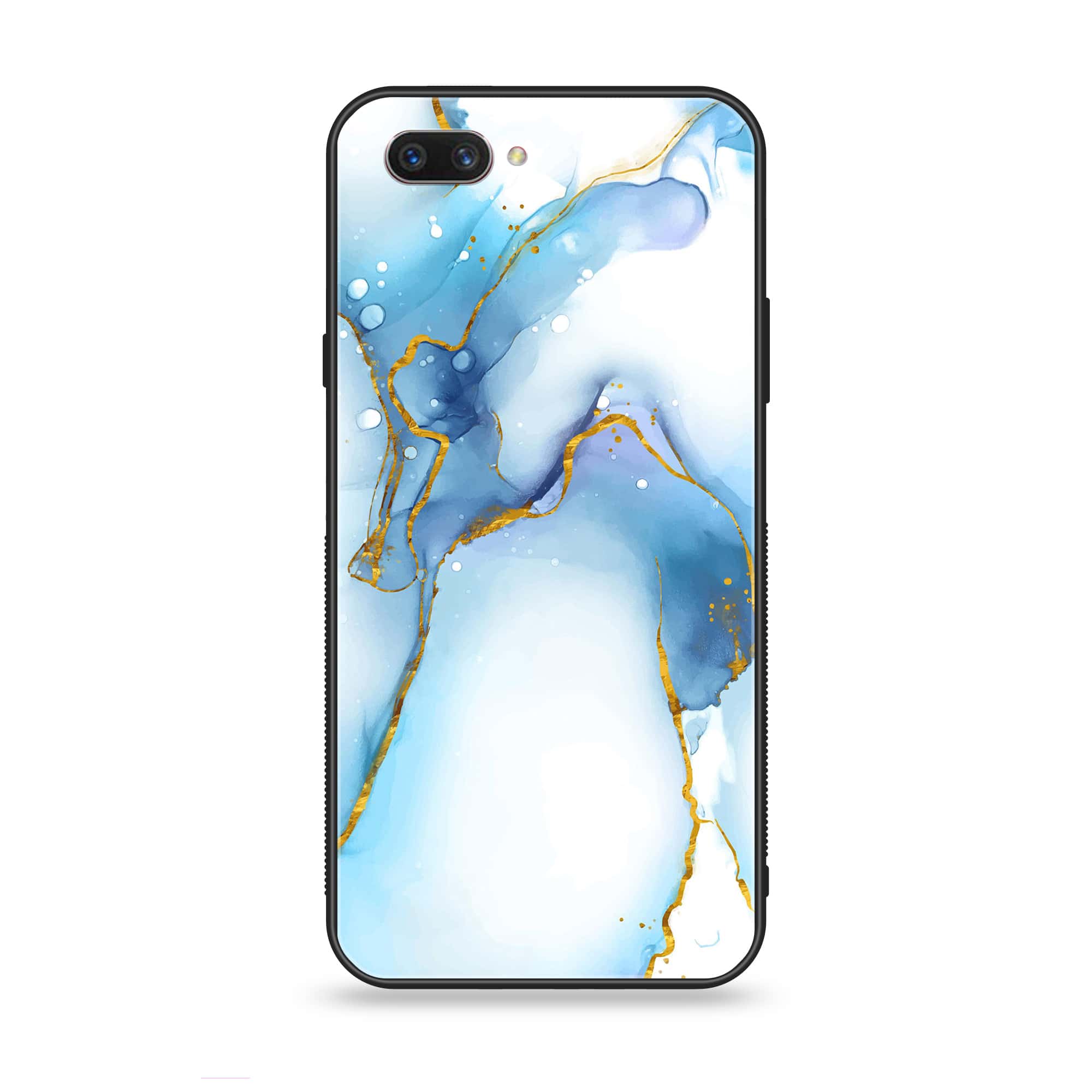 Oppo A3s - Blue Marble 2.0 Series - Premium Printed Glass soft Bumper shock Proof Case