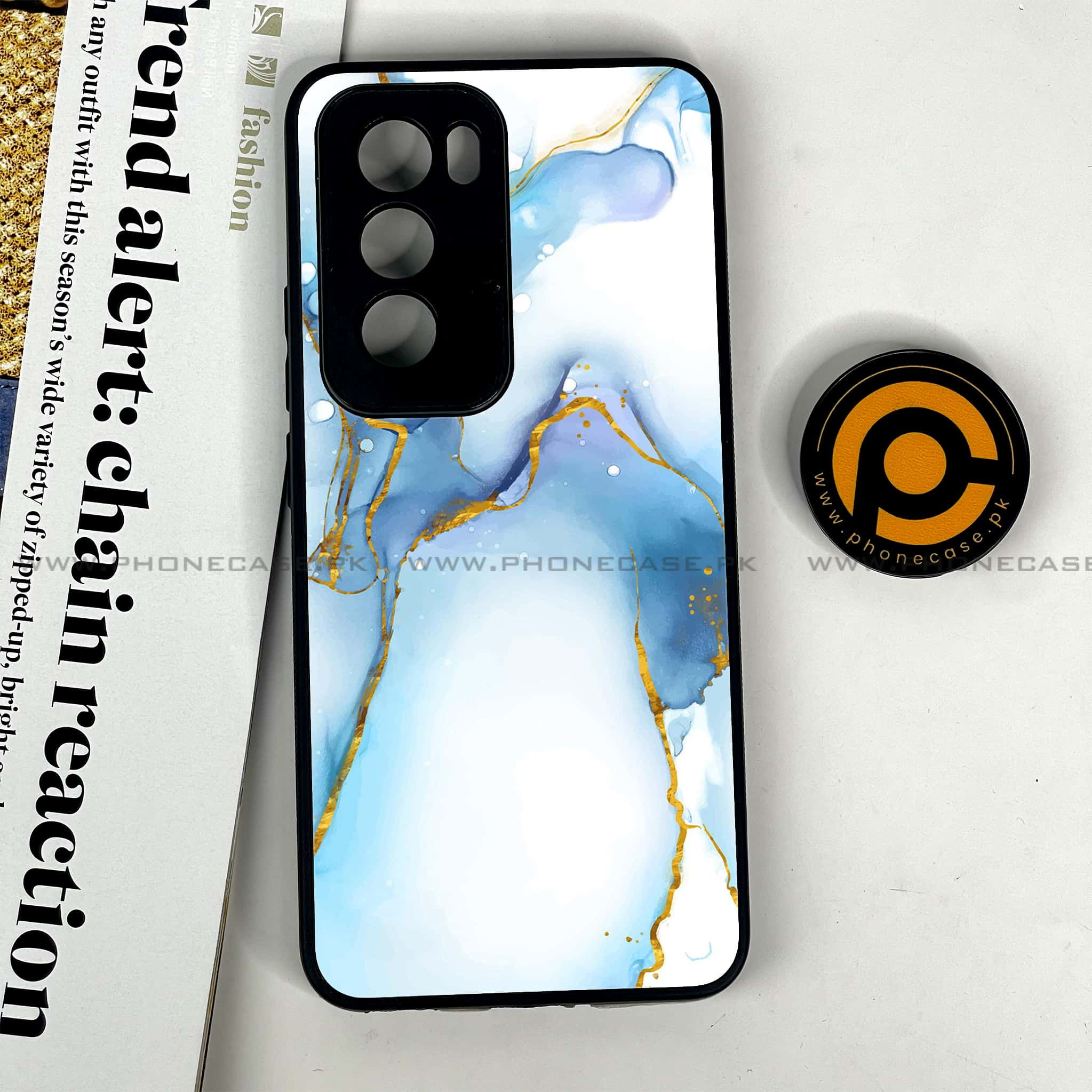 Oppo Reno 12 5G - Blue Marble 2.0 Series - Premium Printed Glass soft Bumper shock Proof Case