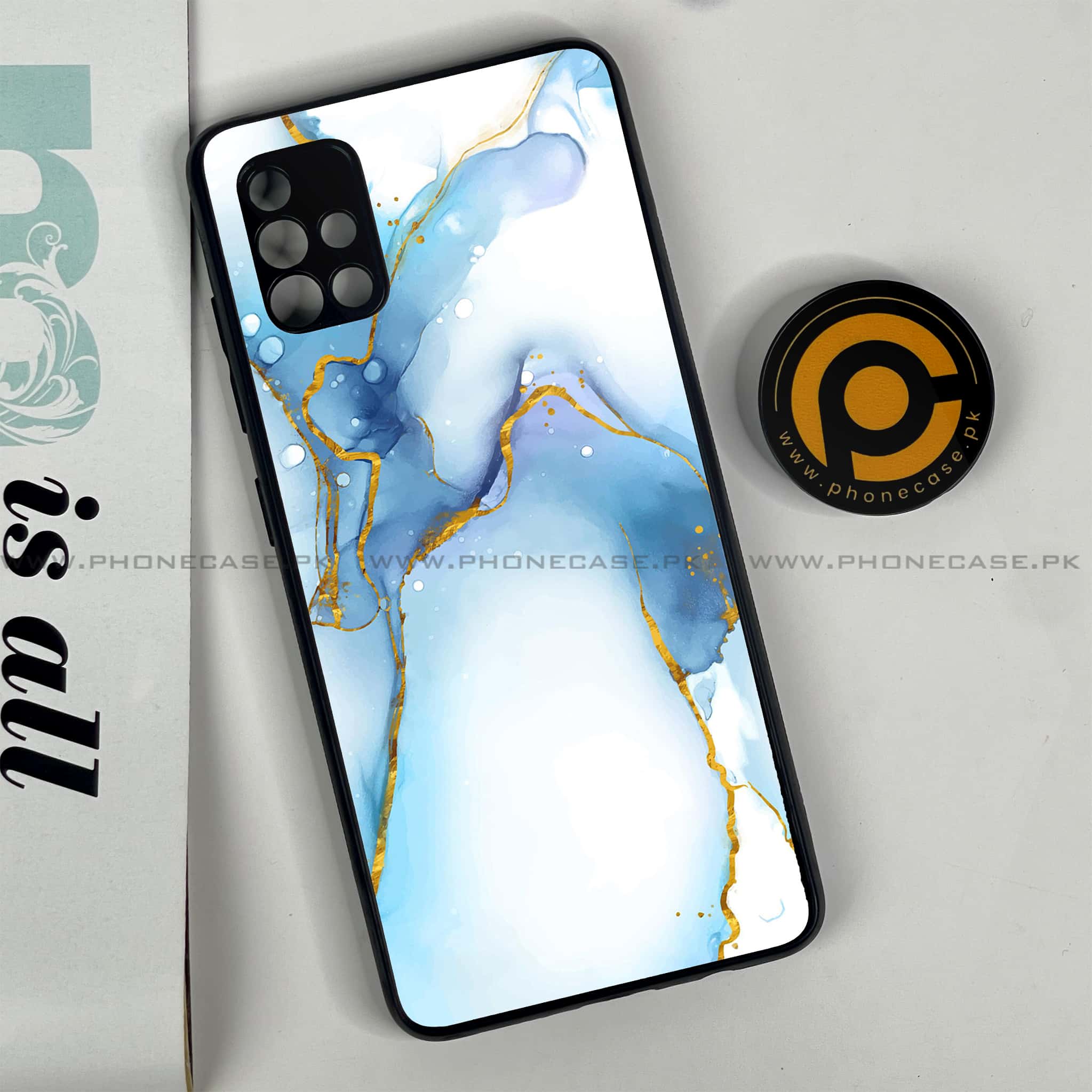 Samsung Galaxy A51 Blue Marble Series V 2.0 Premium Printed Glass soft Bumper shock Proof Case