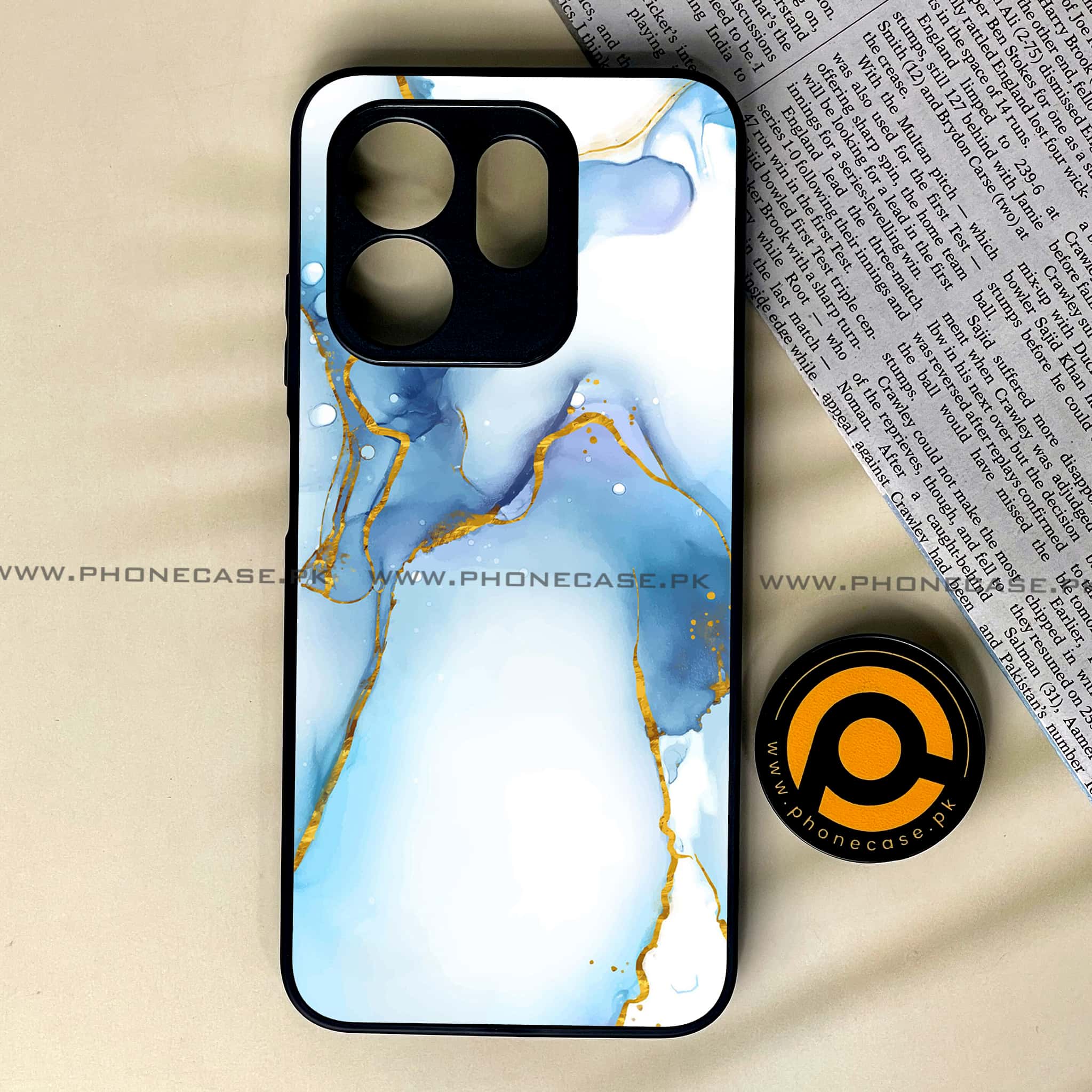 Infinix Smart 9 HD - Blue Marble 2.0 Series - Premium Metal Printed soft Bumper shock Proof Case