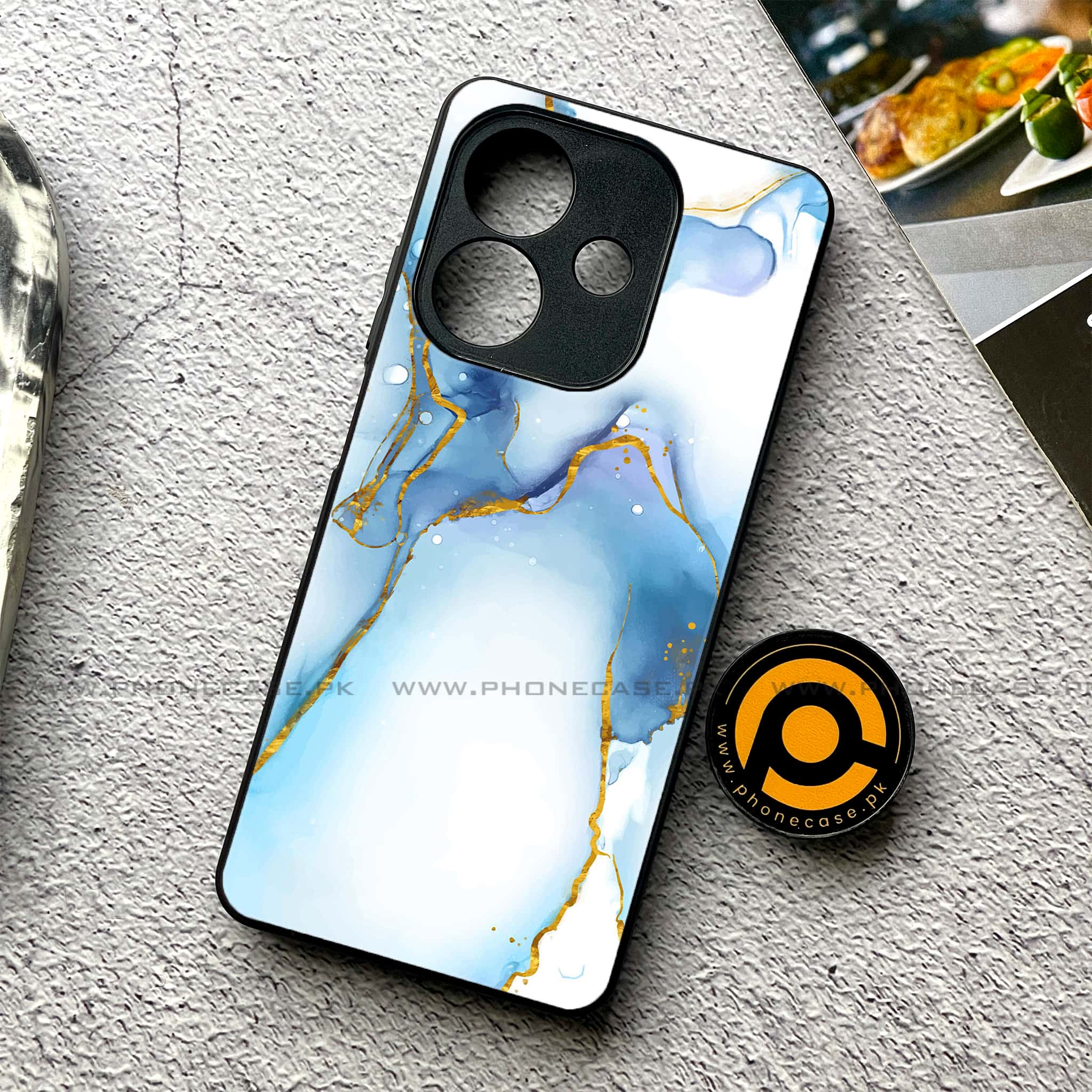 Oppo A5i - Blue Marble 2.0 Series - Premium Metal Printed soft Bumper shock Proof Case