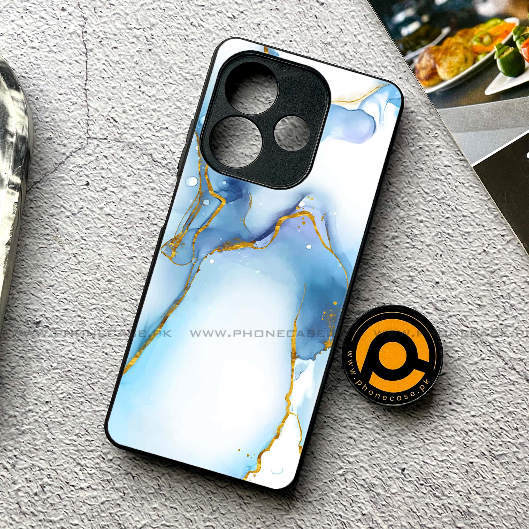 Oppo A5 Pro - Blue Marble 2.0 Series - Premium Metal Printed soft Bumper shock Proof Case