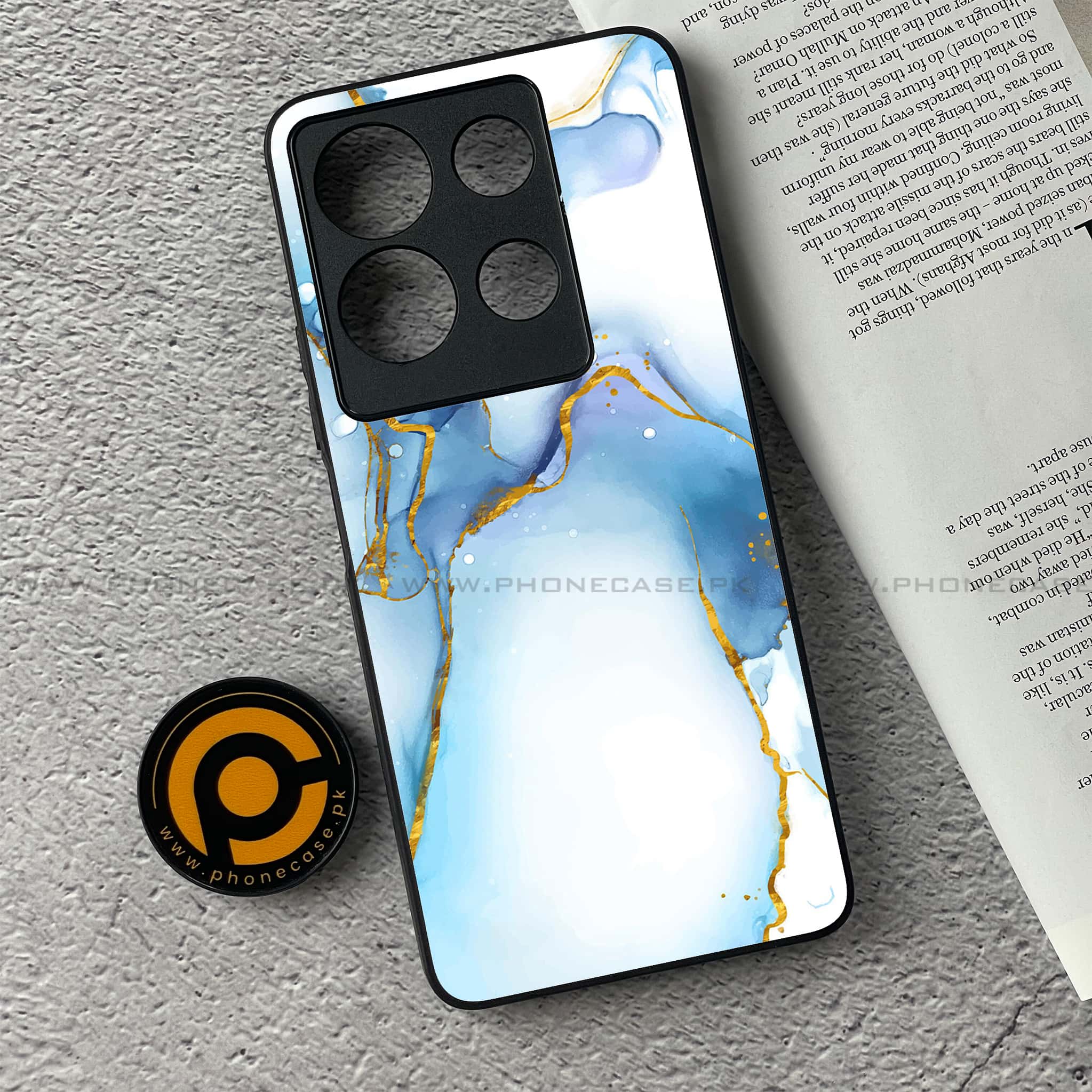 Infinix Note 30 - Blue Marble Series V 2.0 - Premium Printed Glass soft Bumper shock Proof Case